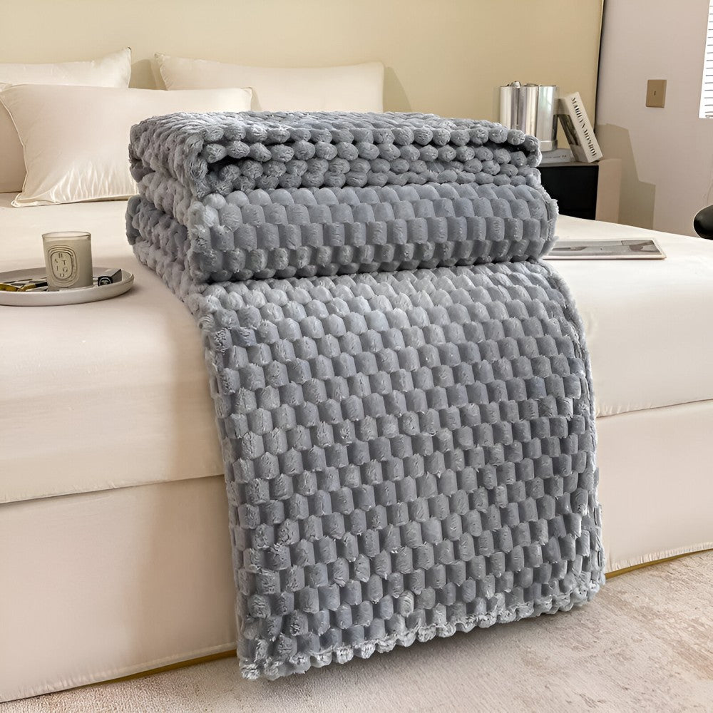 Meldra plaid van polyester – close-up van het materiaal