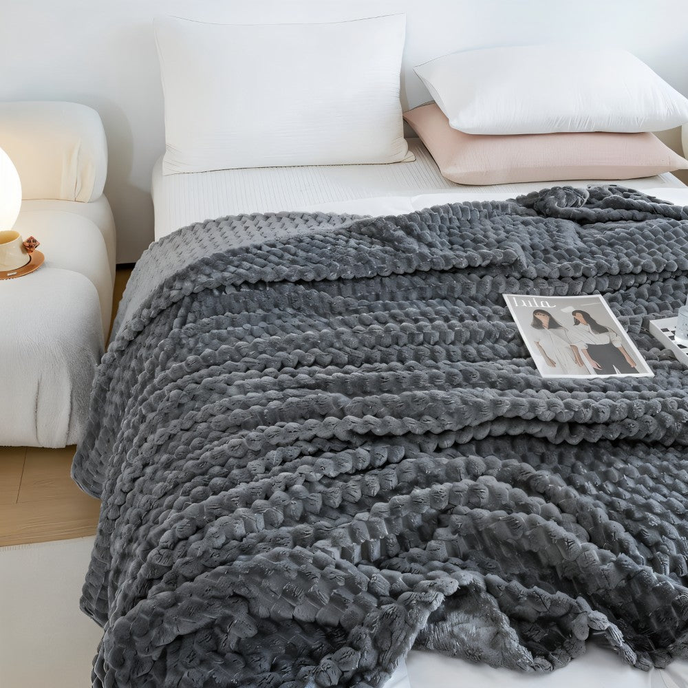 Meldra plaid in geel van polyester – zijaanzicht