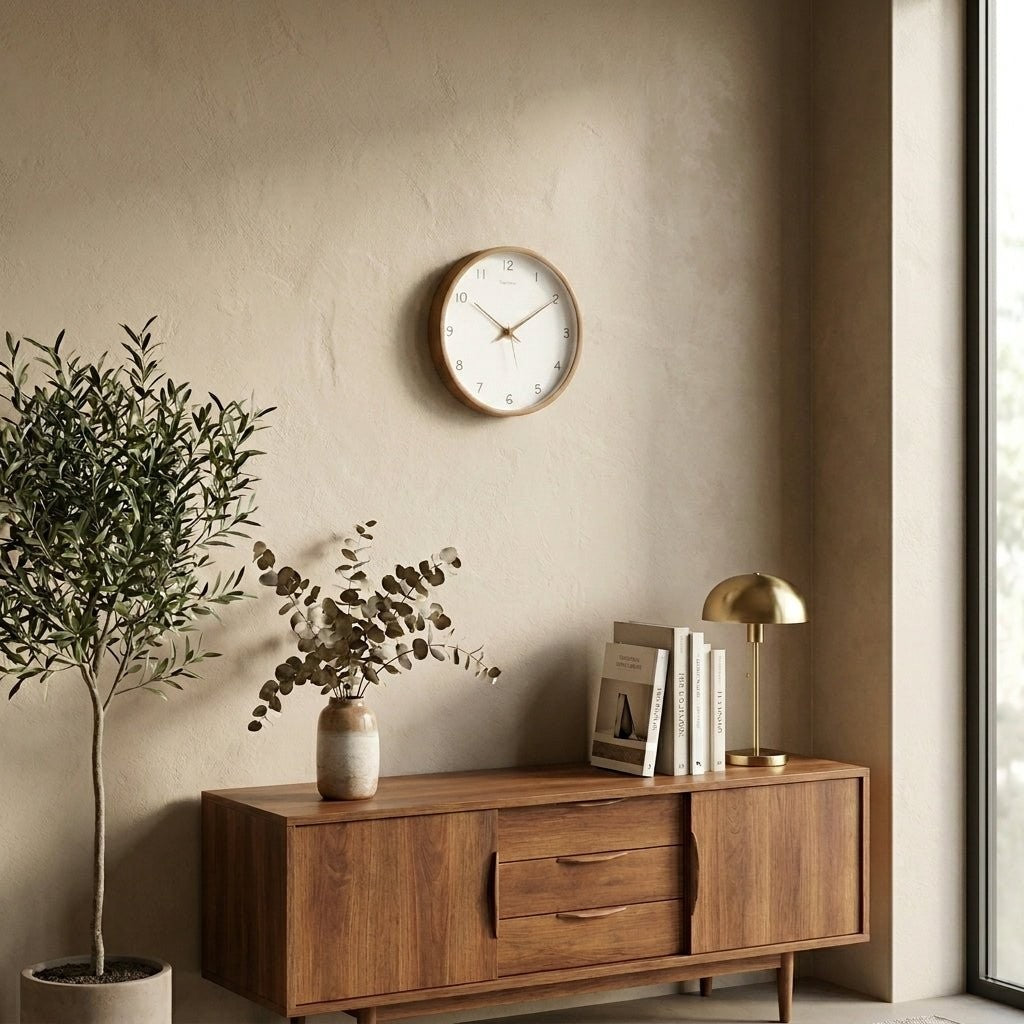 Melvik wandklok van massief hout – close-up van het materiaal