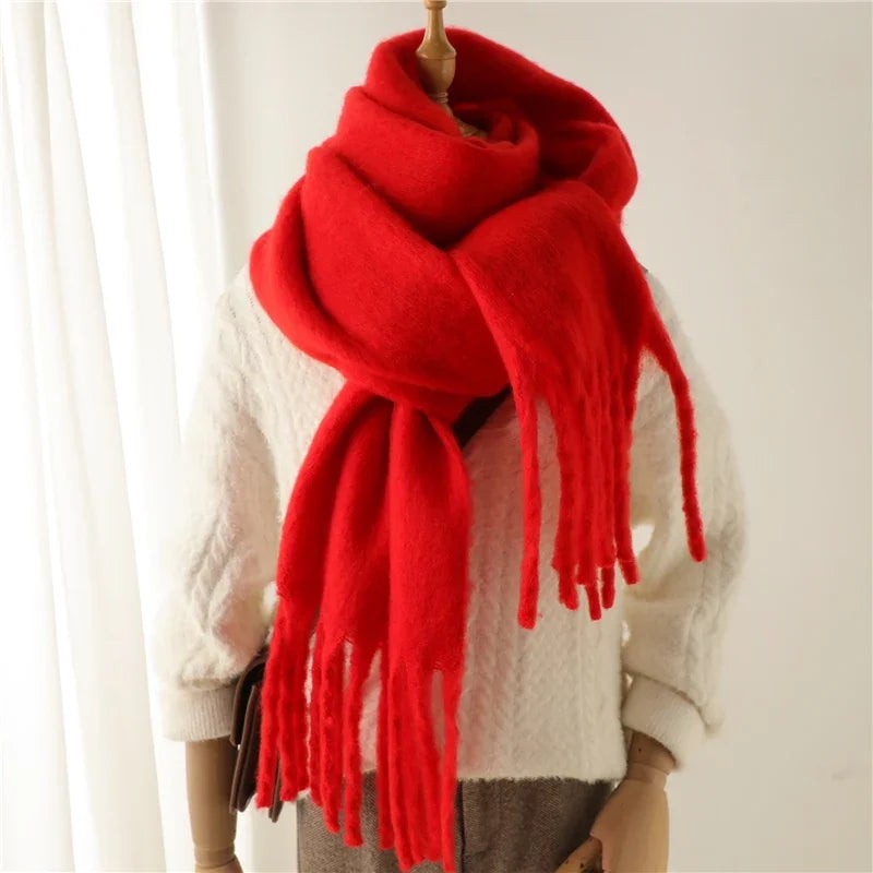 Mervik sjaal in kaki van kasjmier imitatie (polyester) – achteraanzicht