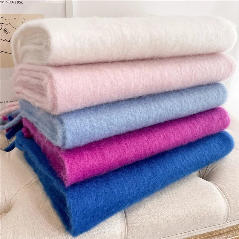 Mervik sjaal in roze violet van kasjmier imitatie (polyester) – close-up van het materiaal