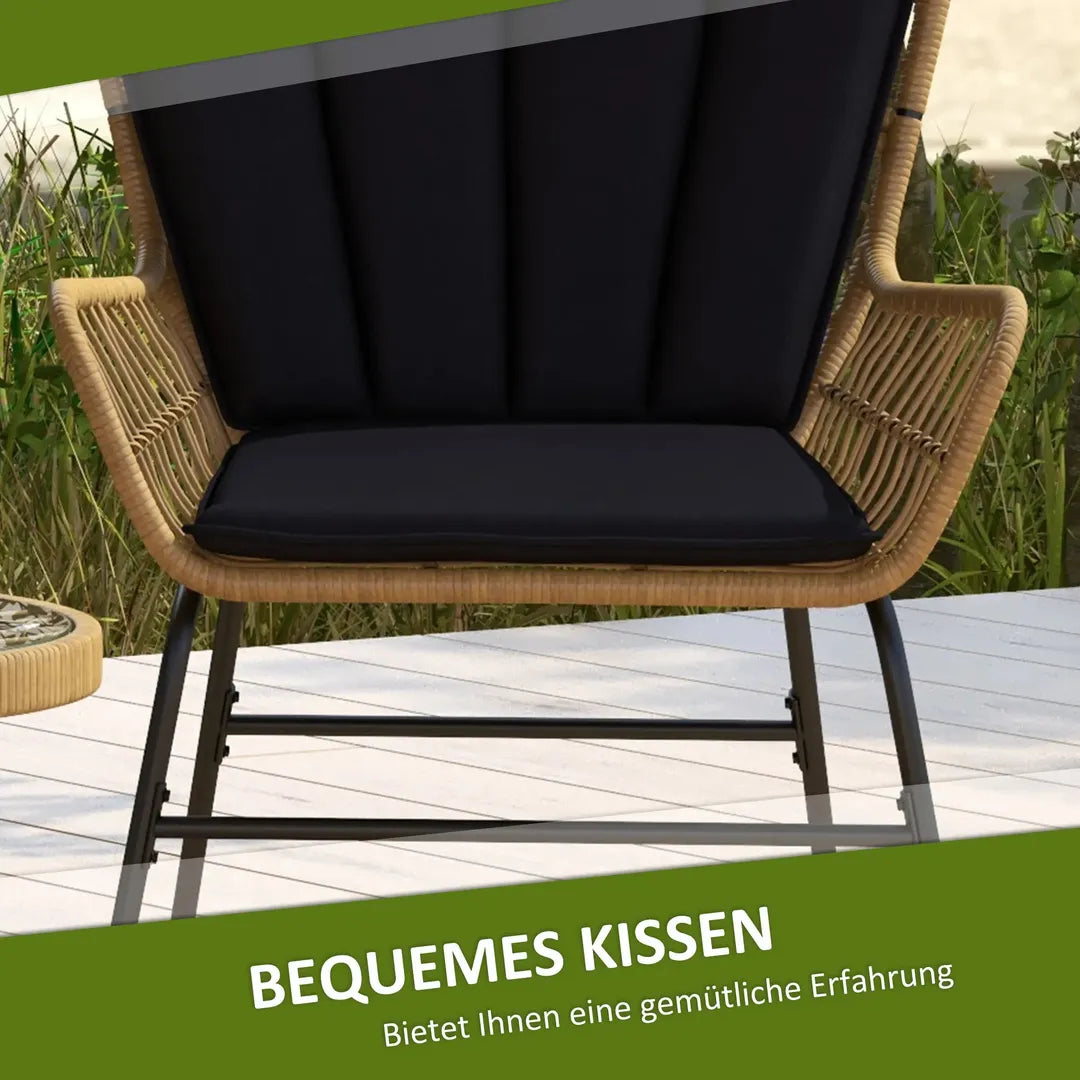 Outsunny 3-delige bistroset in boho stijl – 2 stoelen 76 x 66 x 96 cm en tafel 52 x 52 x 40 cm – PE rattan