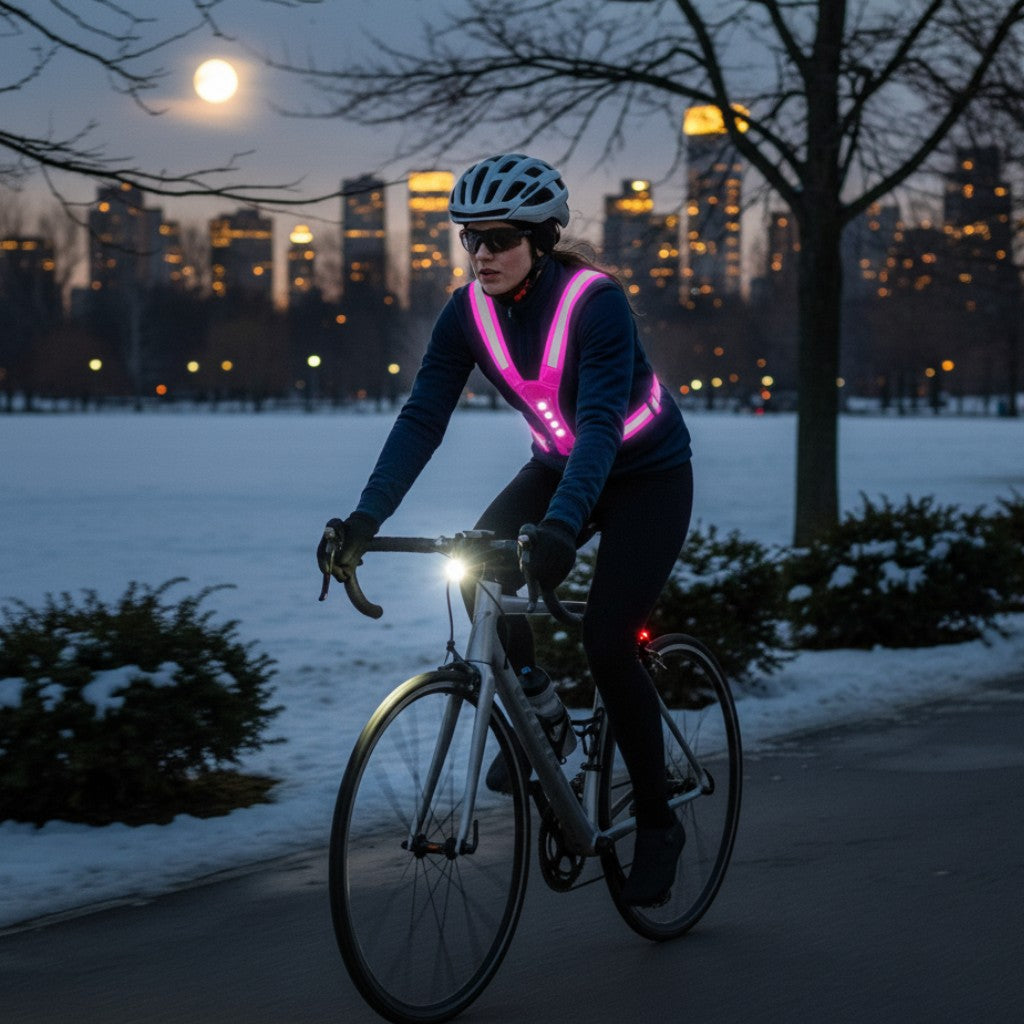 Nord4272 vest in fluorescent groen van reflective polyester with integrated led system – in een woonkamer