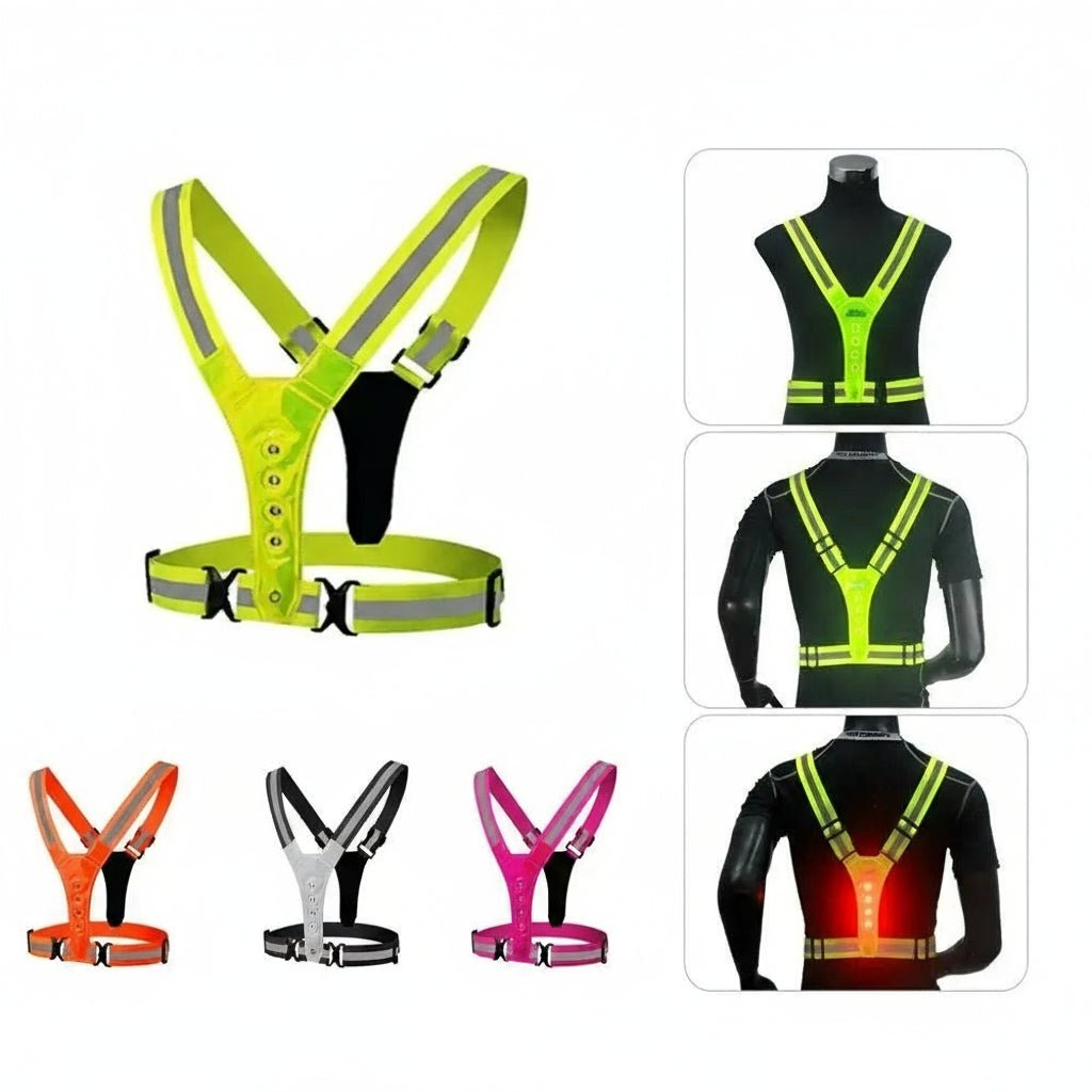 Nord4272 vest in oranje van reflective polyester with integrated led system – zijaanzicht