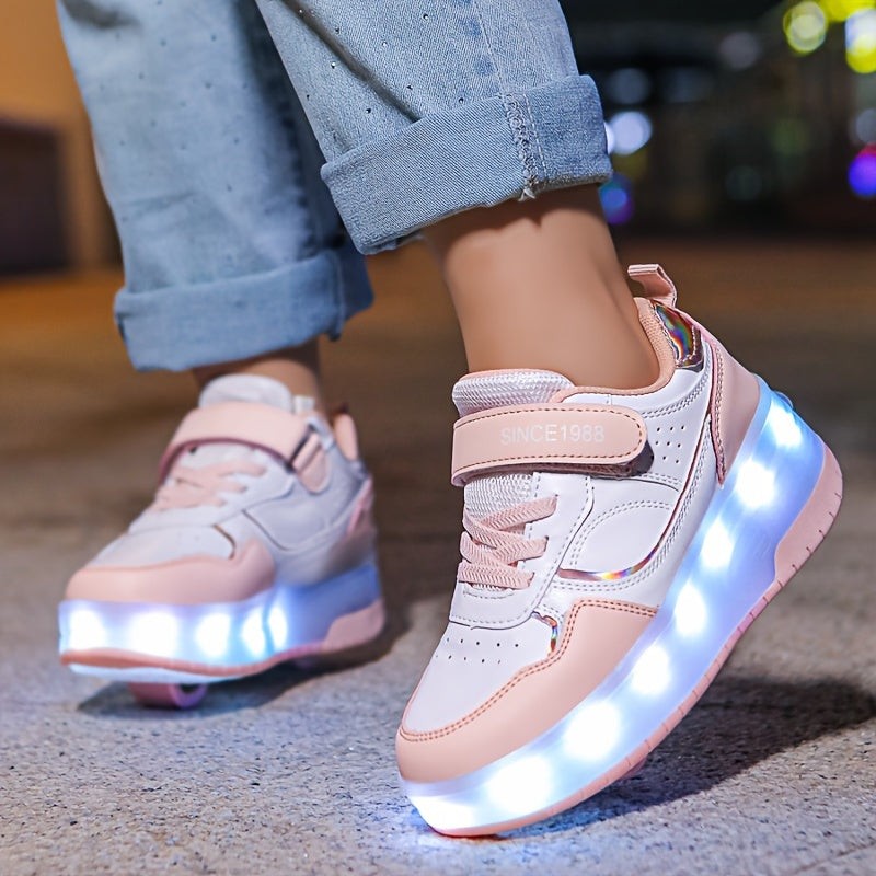 Nord4582 schoen van ademende stof, kunststof wielen en led-verlichting – geplaatst in een interieur