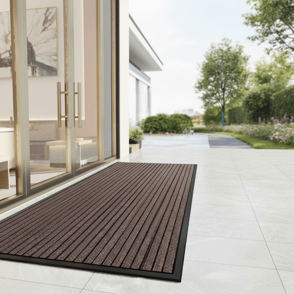 Nord7046 mat in beige van rubber, 100% polyester – in een woonkamer