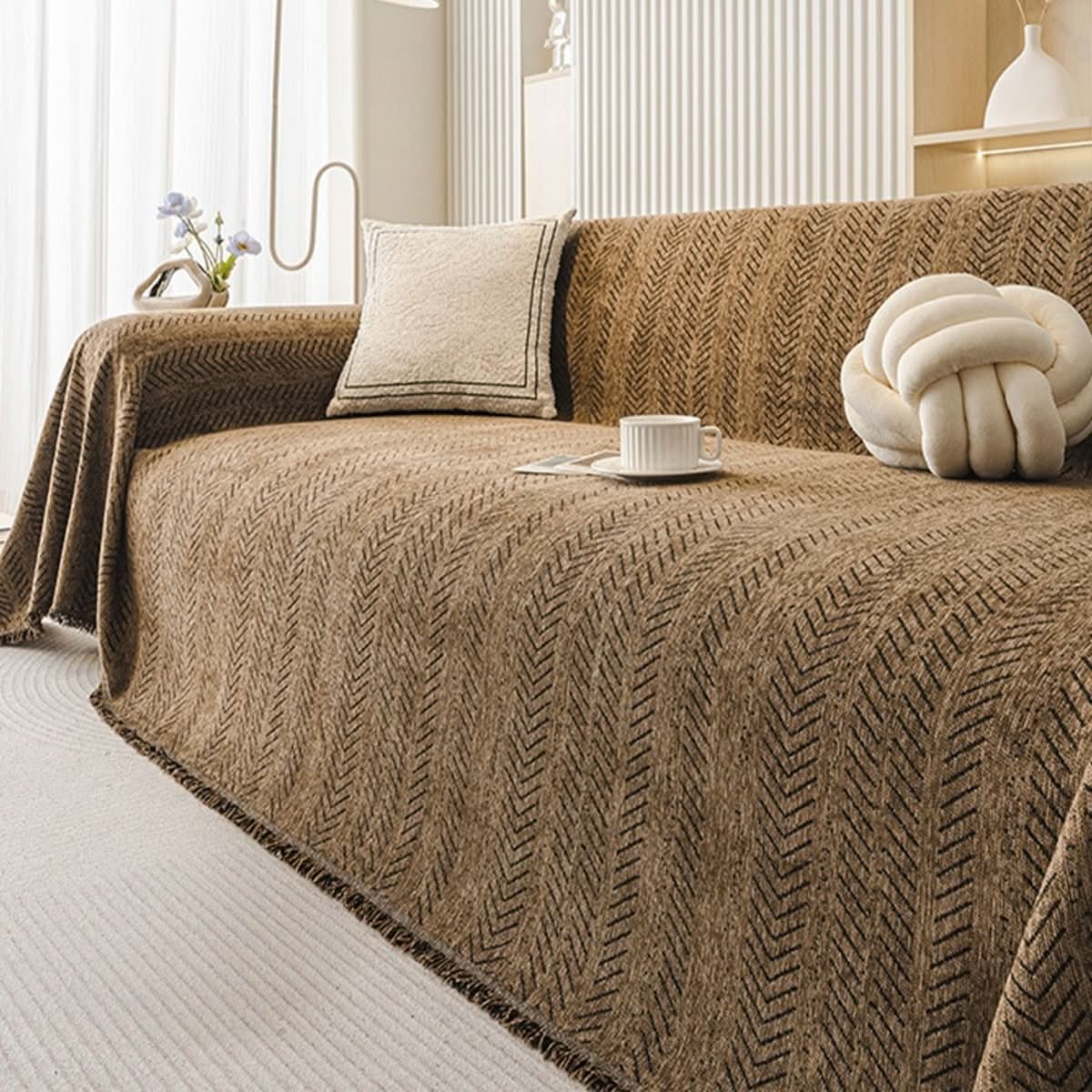 Nord9098 bankhoes van chenille – geplaatst in een interieur