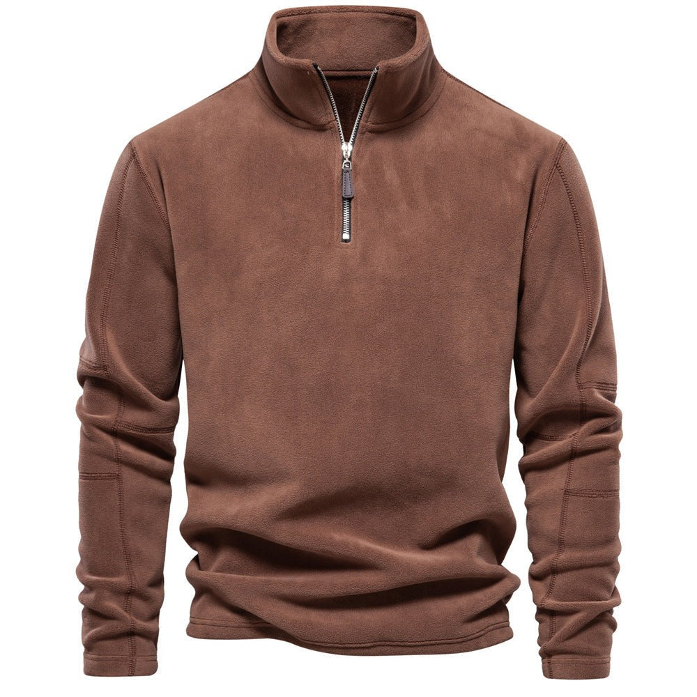 Nord9344 trui in kaki van premium fleece polyester – detailfoto van de afwerking