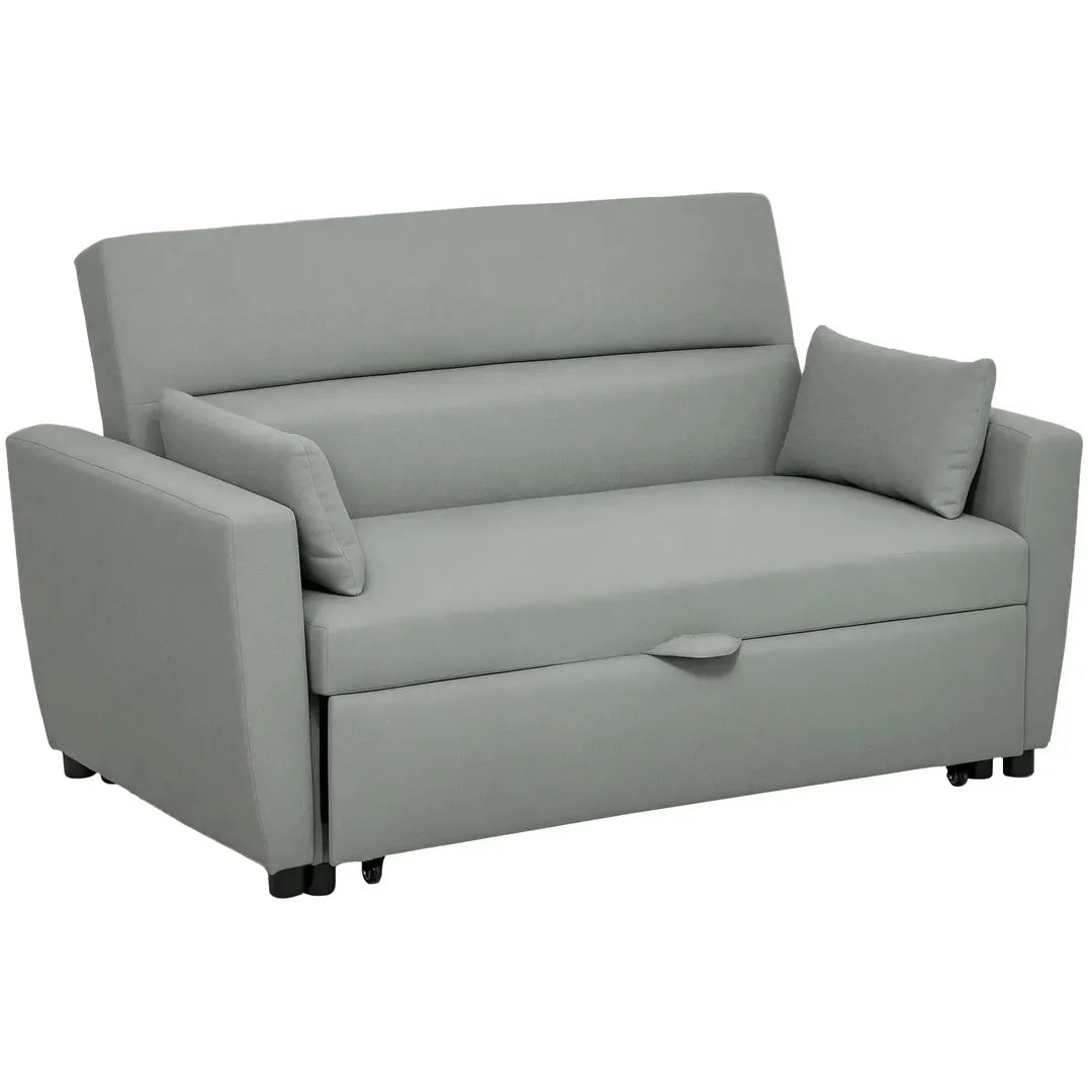Slaapbank 2-Zits – Uitklapbaar – Houtframe – Donkergrijs – 155 × 90 × 88,5 cm – Max. 200 kg
