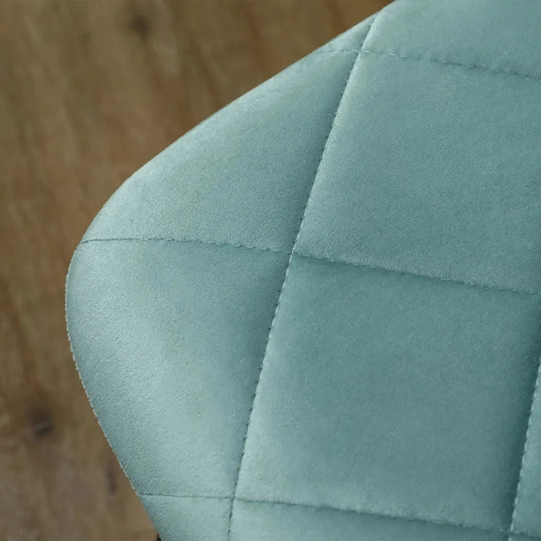 Set van 4 gestoffeerde keukenstoelen – hoge rugleuning – stalen poten – fluwelen stof