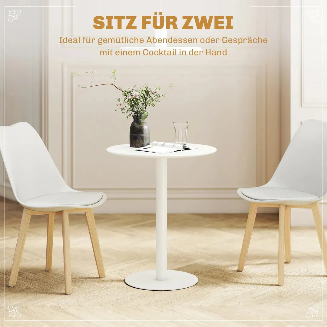 Ronde Eettafel voor 2 Personen – Stalen Frame – Geschikt voor Binnen en Buiten – Wit
