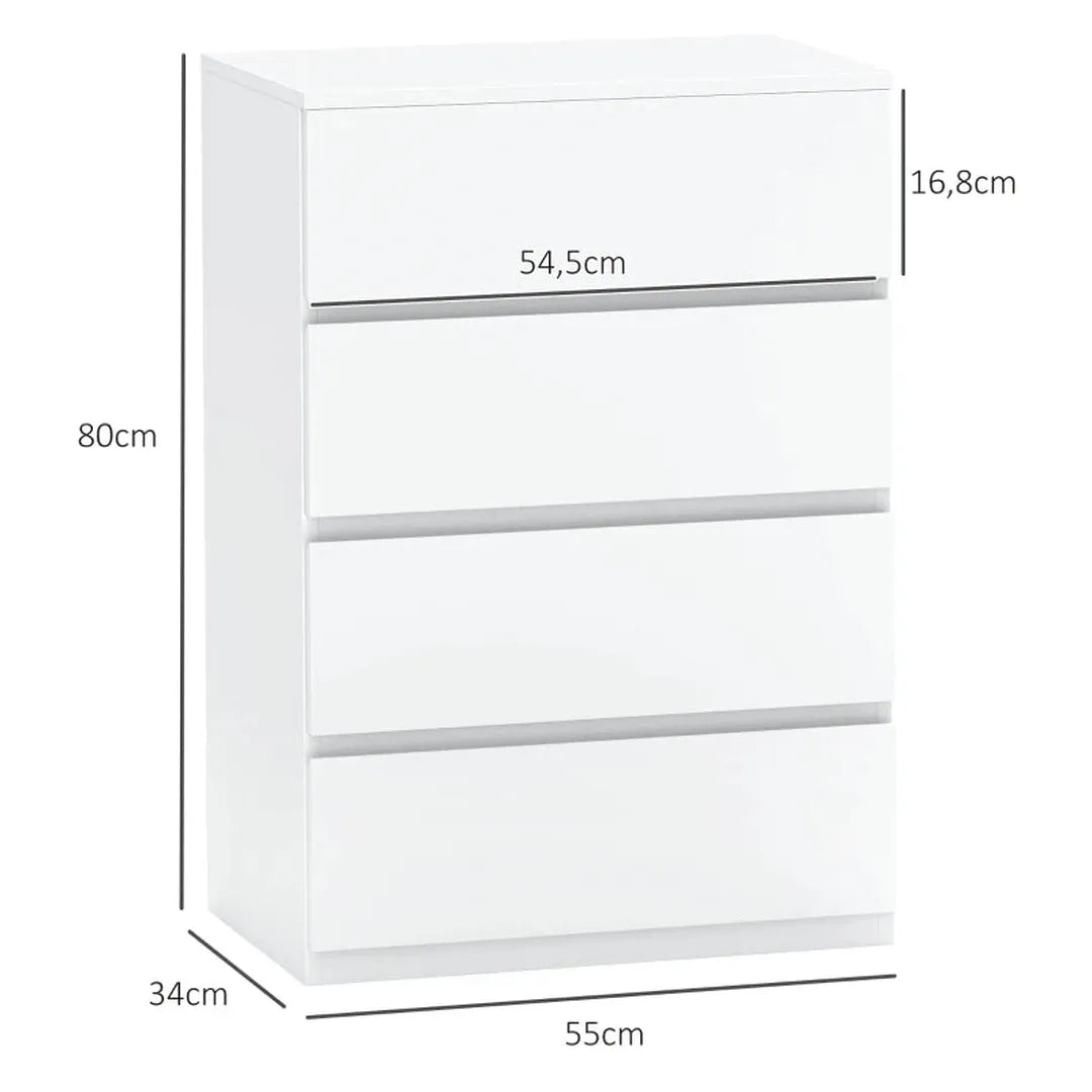 Ladekast met 5 Lades – Opbergkast van Hout – 55 × 34 × 100 cm – Wit