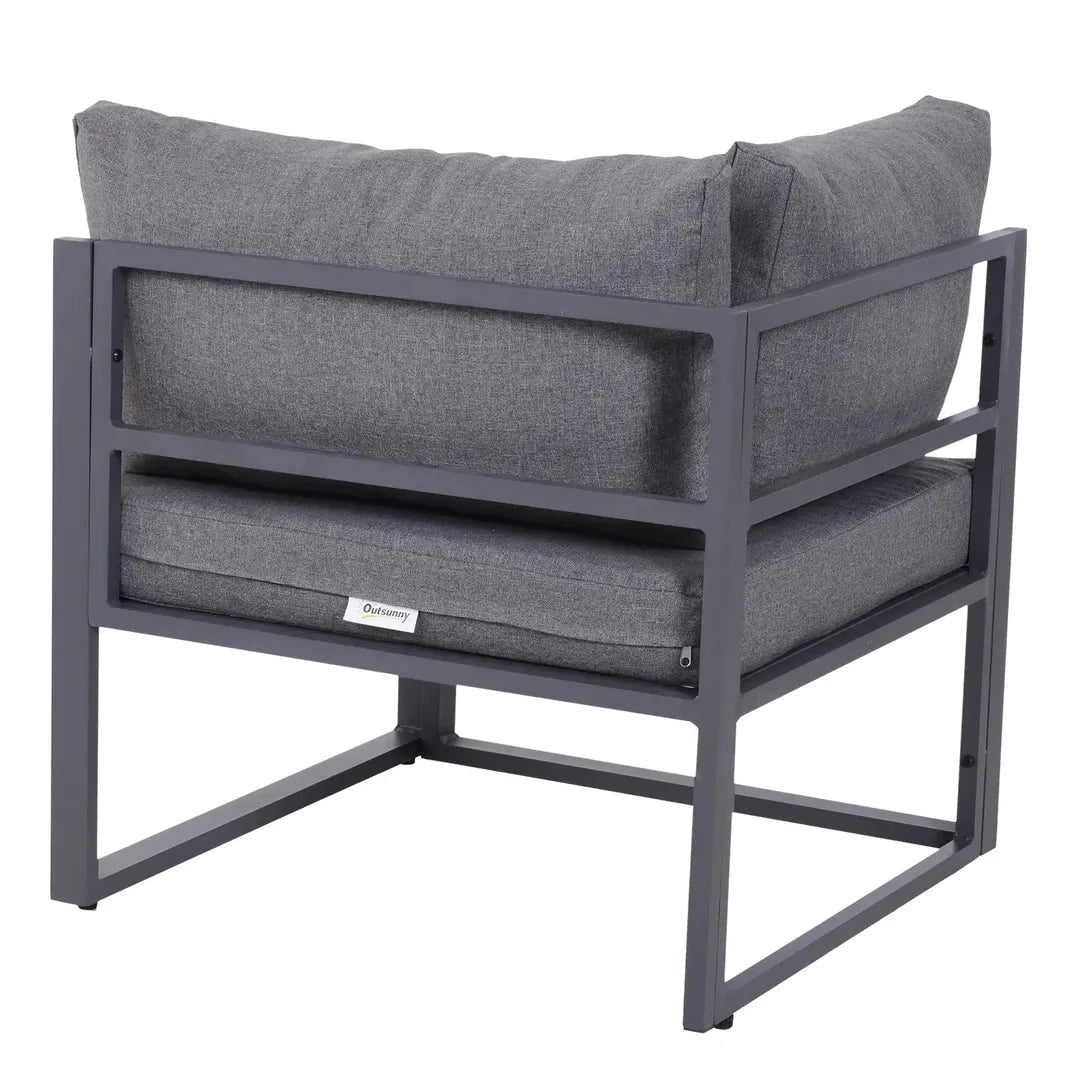 Outsunny 6-delige tuinmeubelset – hoekbank, 4 fauteuils en tafel 75 x 70 x 30 cm – aluminium frame