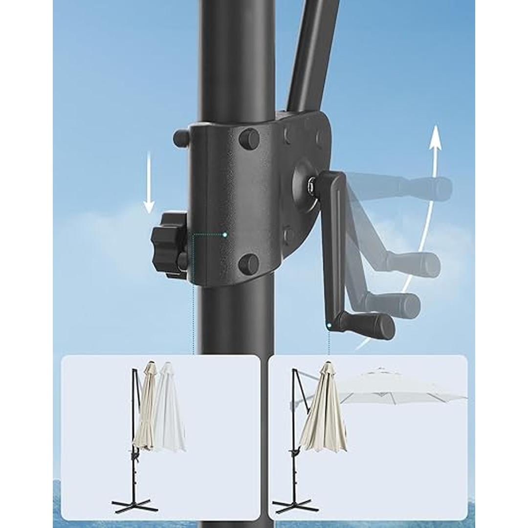 Zweefparasol Ø300 cm met slinger – kantelbaar – UPF 50+ UV-bescherming – stalen frame met kruisvoet
