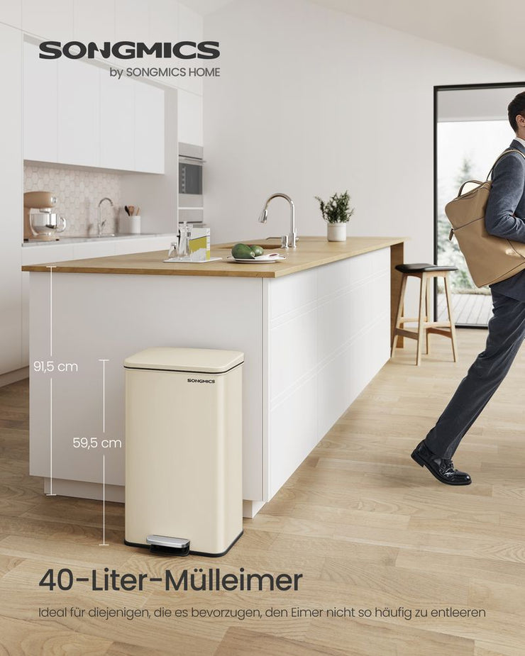 Pedaalemmer 40 liter met zachte sluiting – staal – 34,8 x 32,1 x 55,7 cm – inclusief vuilniszakken