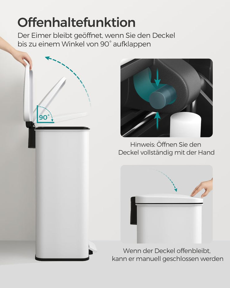 Pedaalemmer 40 liter met zachte sluiting – staal – 34,8 x 32,1 x 55,7 cm – inclusief vuilniszakken