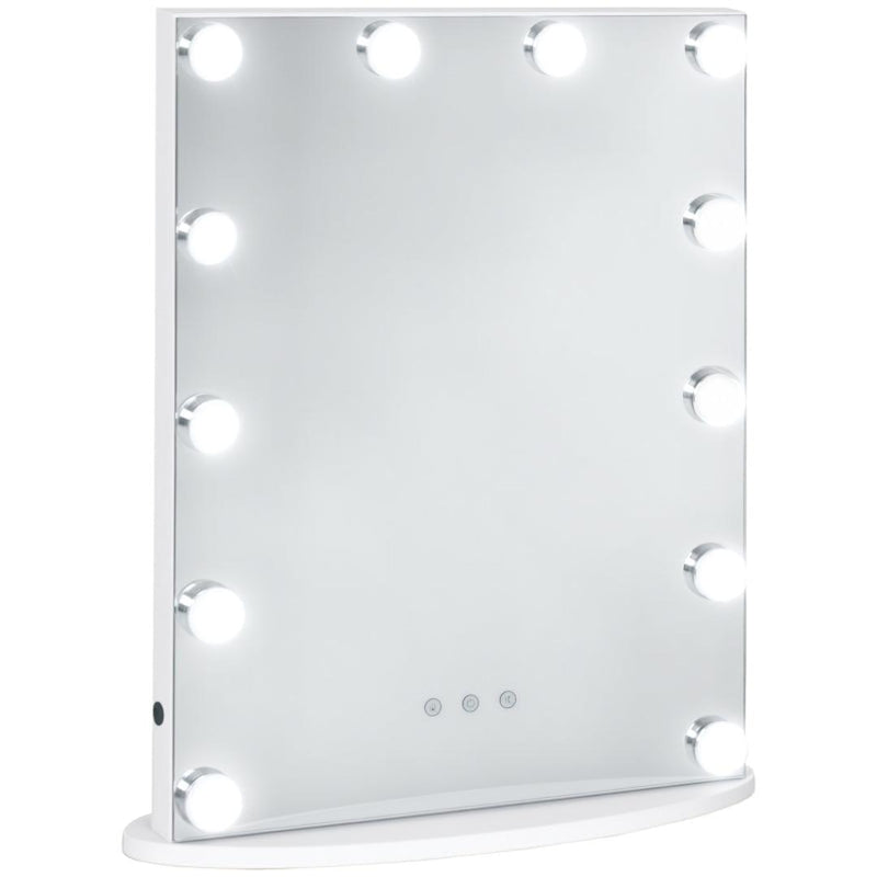 Make-up spiegel met LED-verlichting – 12 lampen met 3 lichtstanden – Hollywood stijl – Met USB-aansluiting – Wit