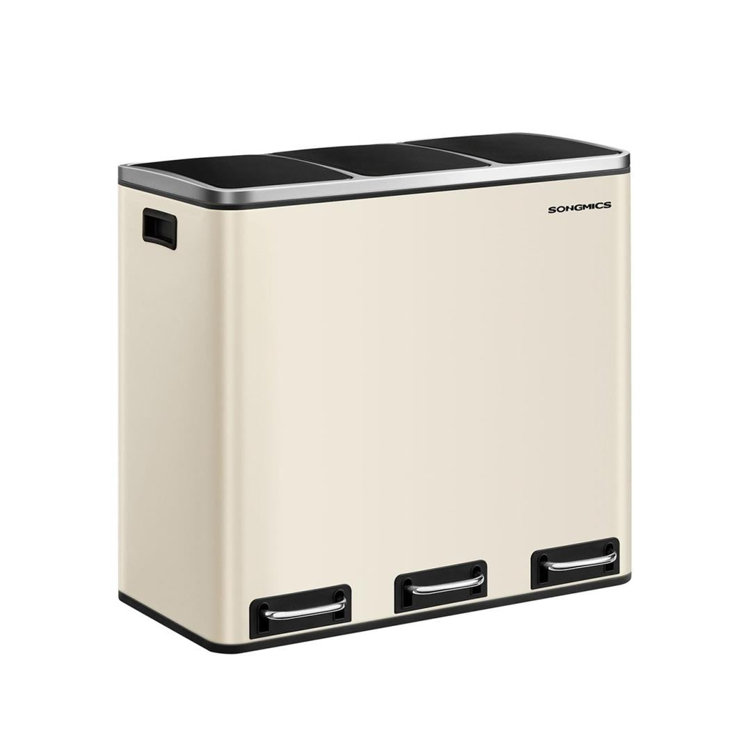 Prullenbak 54 liter – pedaalemmer met 3 vakken – afvalscheiding 3 x 18L – RVS afvalbak