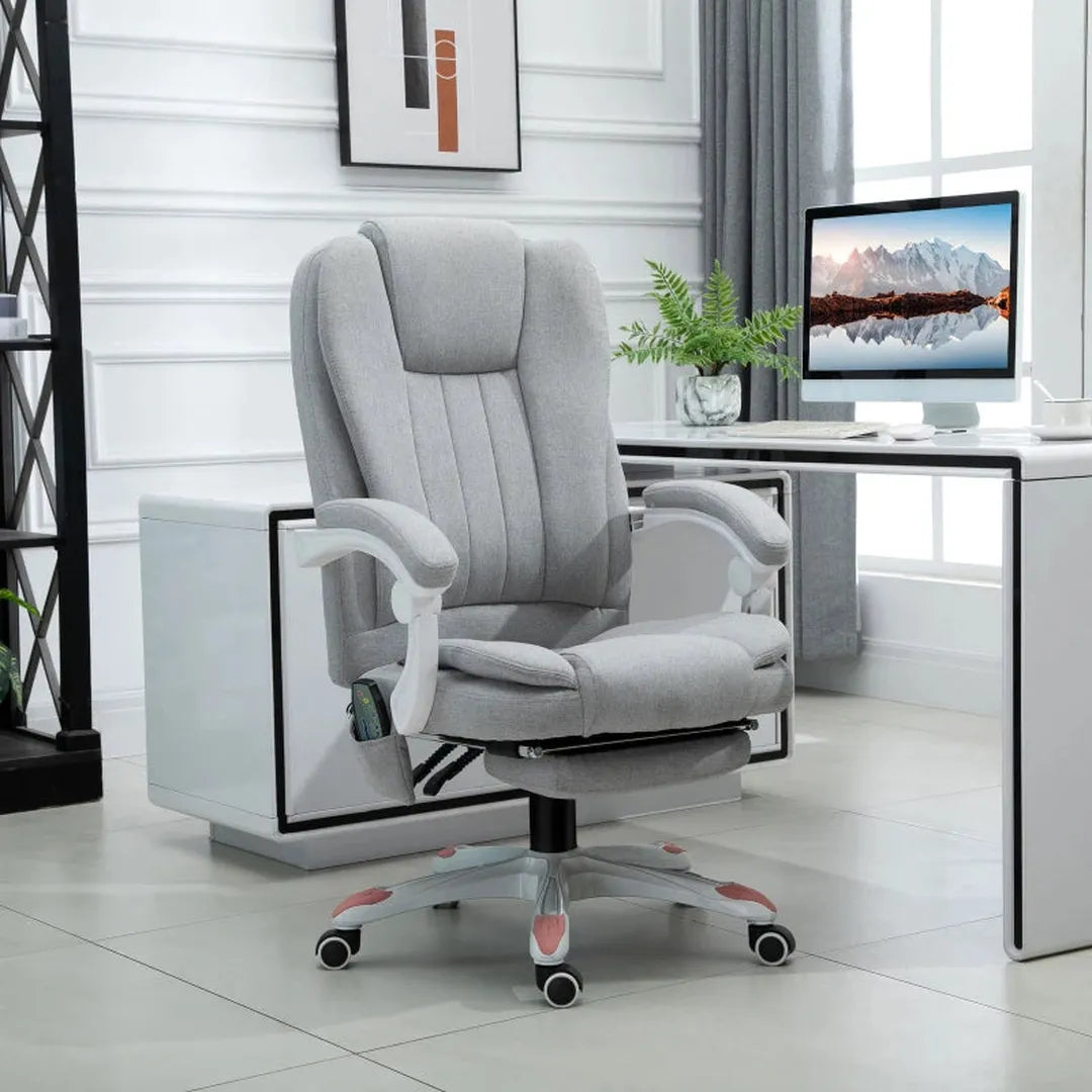 Bureaustoel met massagefunctie – gaming- en kantoorstoel – polyester en schuim – nylon onderstel – zwart