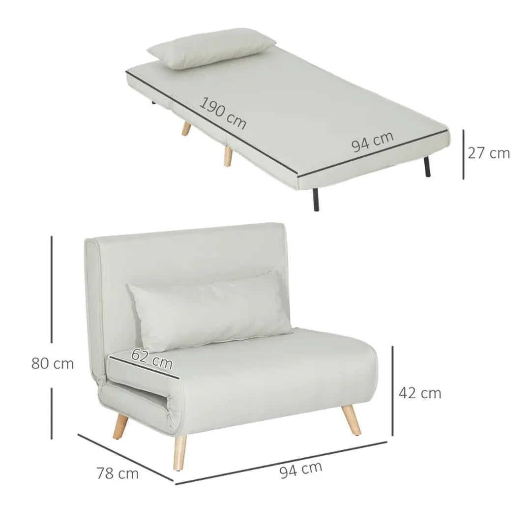 Sofa bed – inklapbaar – verstelbare rugleuning – Nordic design – linnen stof – 94 x 78 x 80 cm