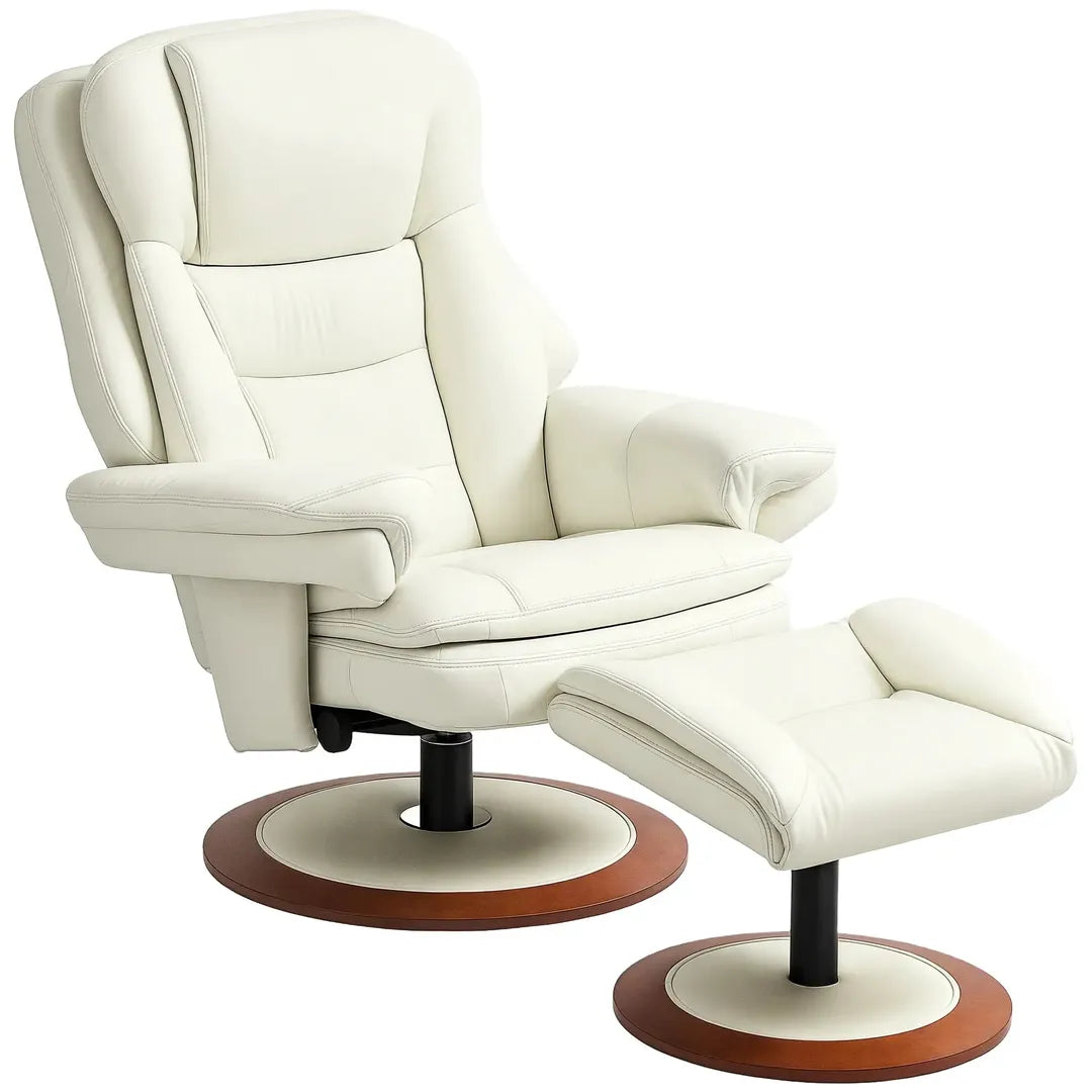 Relaxfauteuil met Ottoman – Draaiend en Verstelbaar Ligbed – Zwart en Bruin Kunstleer