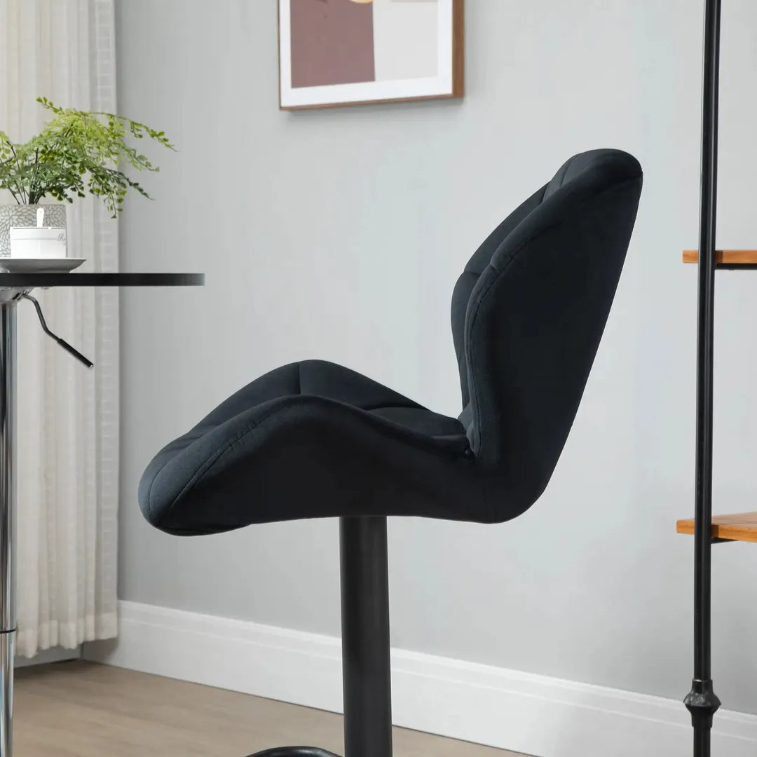 Barkrukken Set van 2 – In Hoogte Verstelbaar en Draaibaar met Voetsteun – Lederlook en Metalen Frame – Grijs – 44 x 49 x 90-110 cm