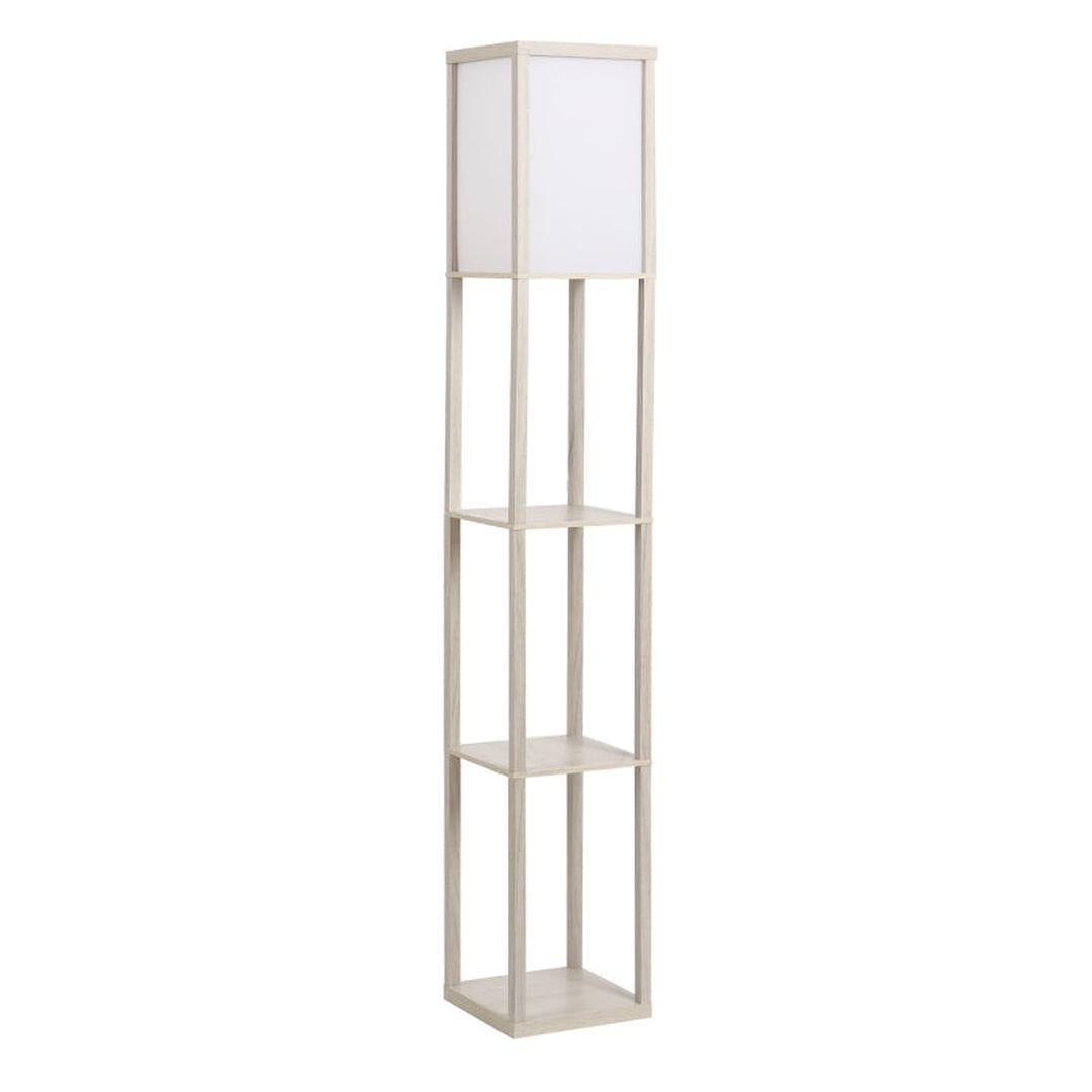 Staande lamp met planken – houten frame – 26 x 26 x 160 cm – zonder lamp