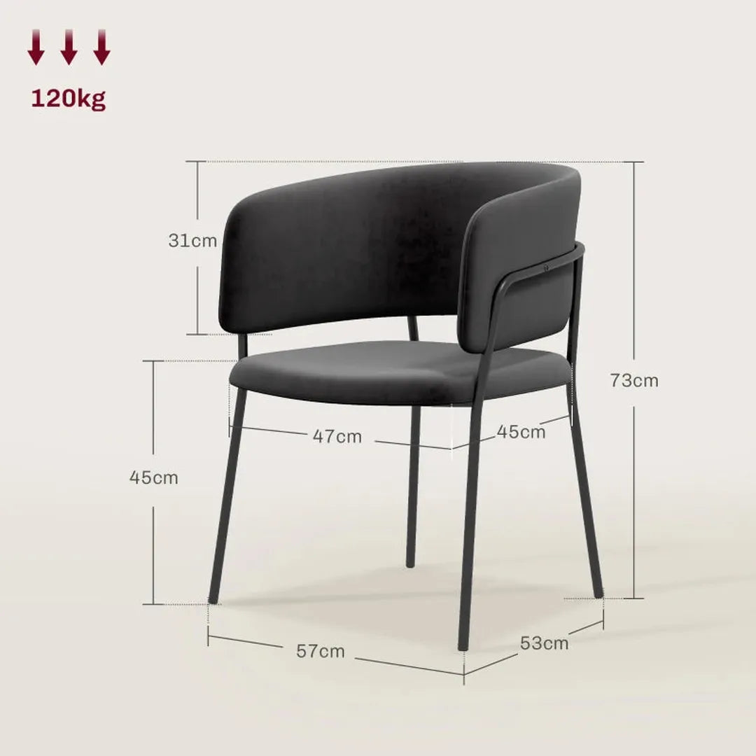 Set van 2 eetkamerstoelen – gestoffeerd met linnen hoes – met rugleuning en armleuningen – 59,5 x 56,5 x 81 cm