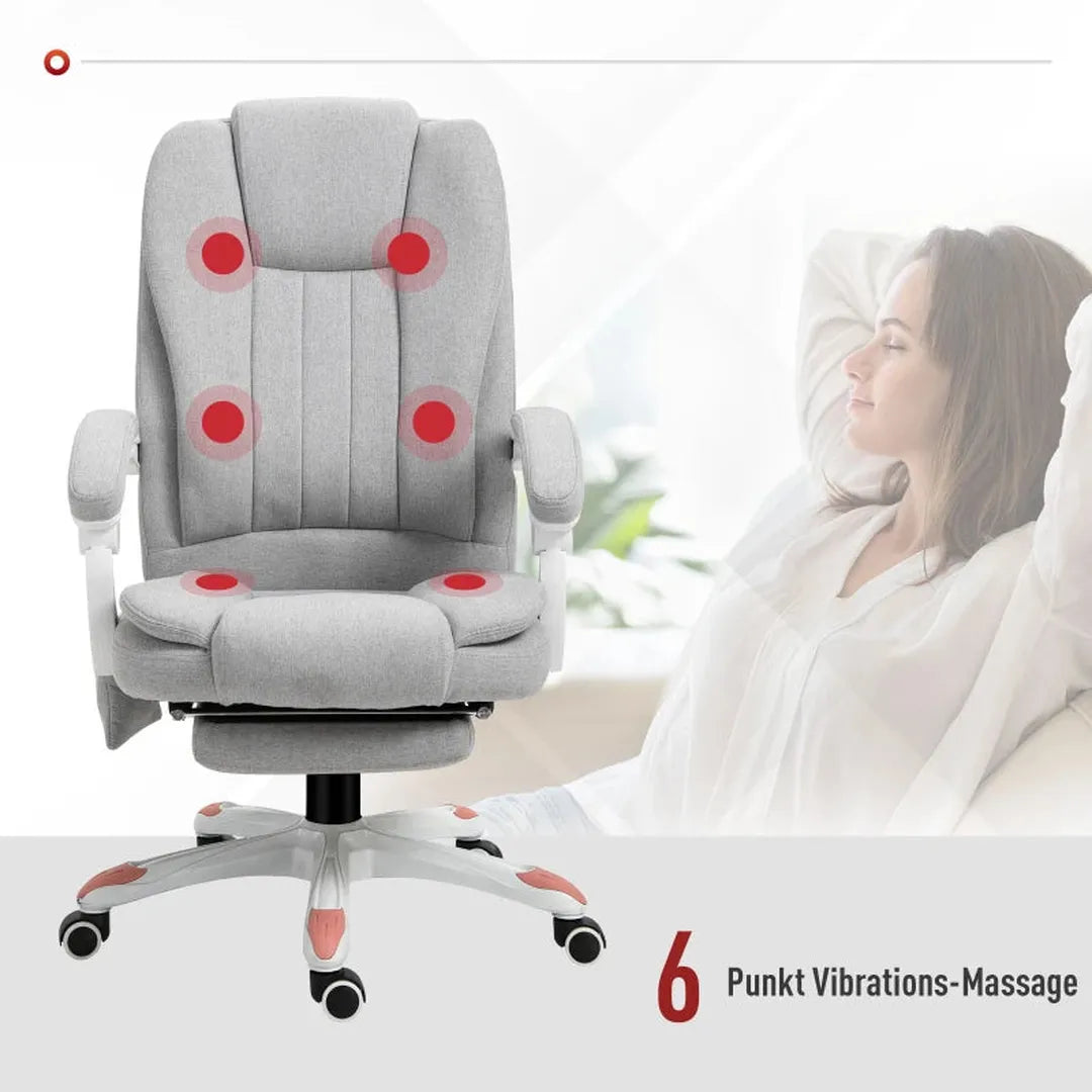 Bureaustoel met massagefunctie – gaming- en kantoorstoel – polyester en schuim – nylon onderstel – zwart