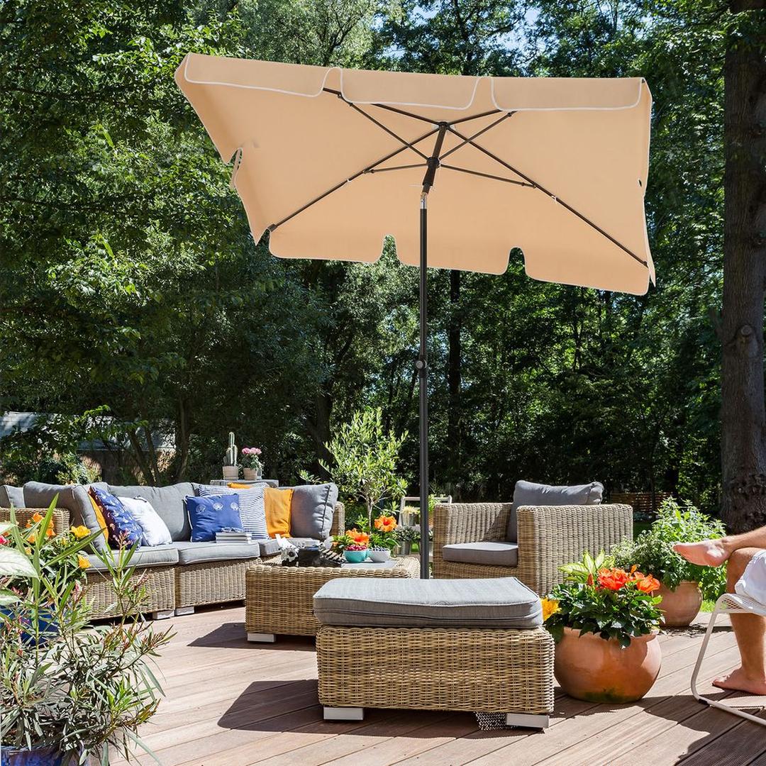 Rechthoekige parasol – kantelbaar en in hoogte verstelbaar – UPF 50+ UV-bescherming – 200x125, 230x150 of 180x125 cm