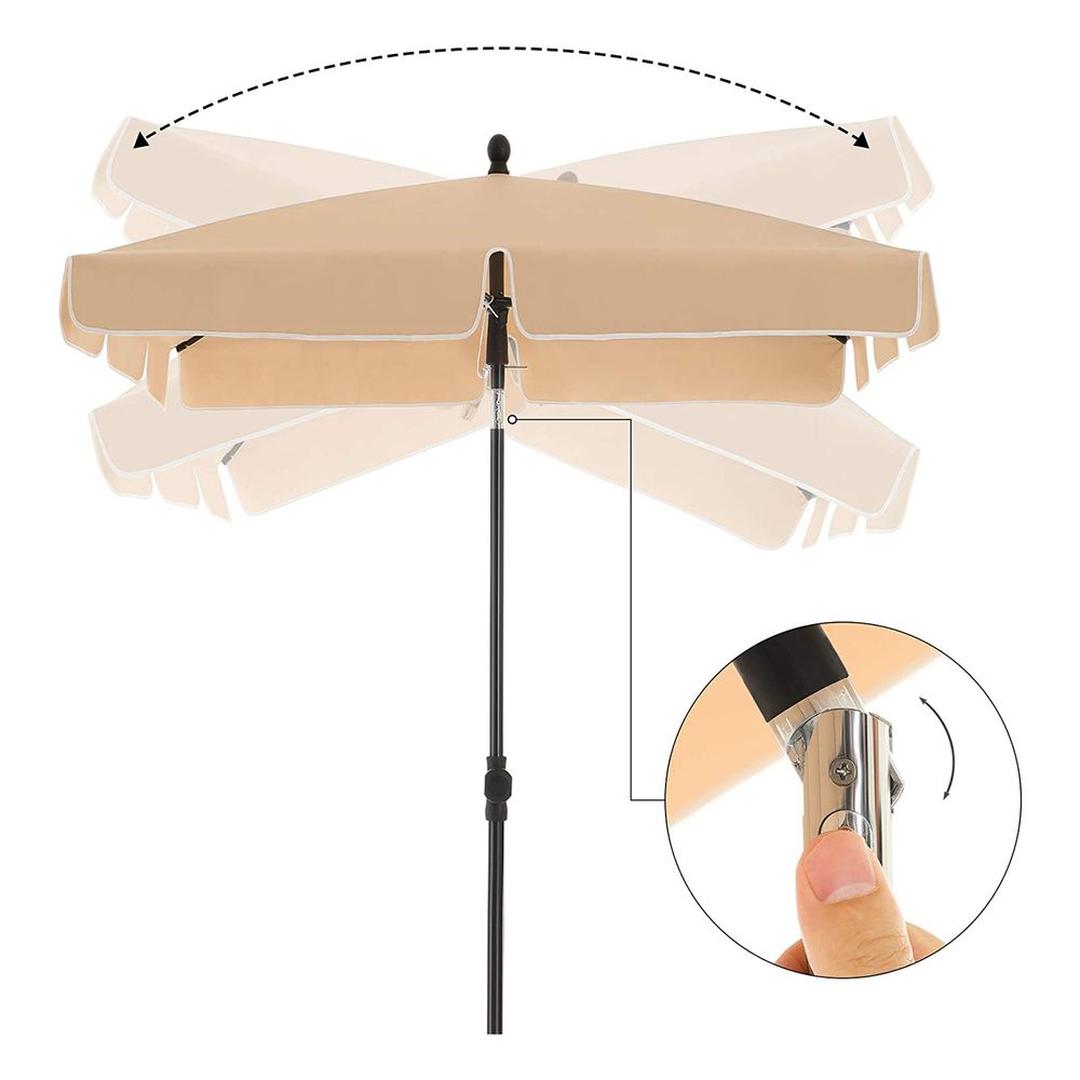 Rechthoekige parasol – kantelbaar en in hoogte verstelbaar – UPF 50+ UV-bescherming – 200x125, 230x150 of 180x125 cm