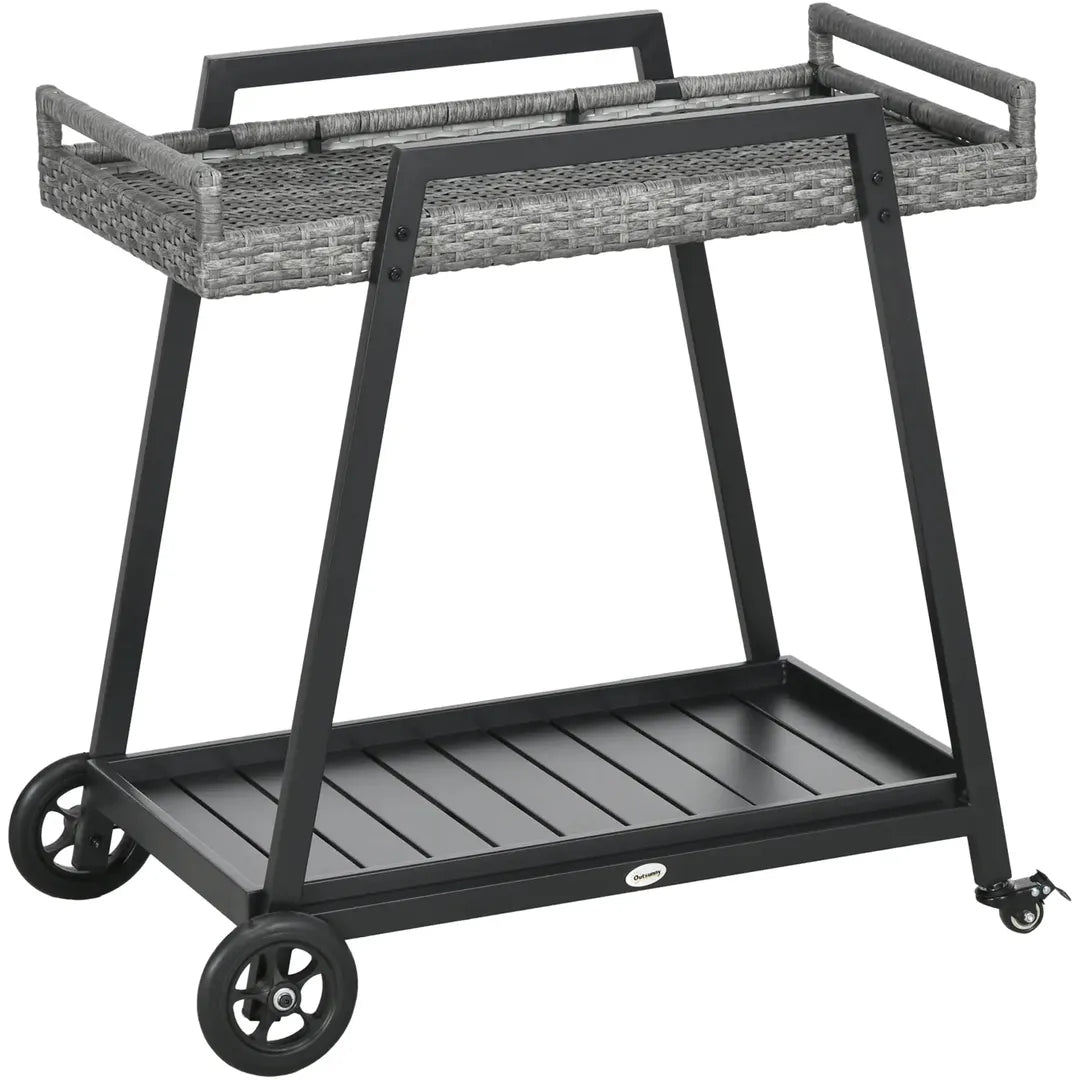 Keukenwagen met lade en legplank – op wielen – Zwart