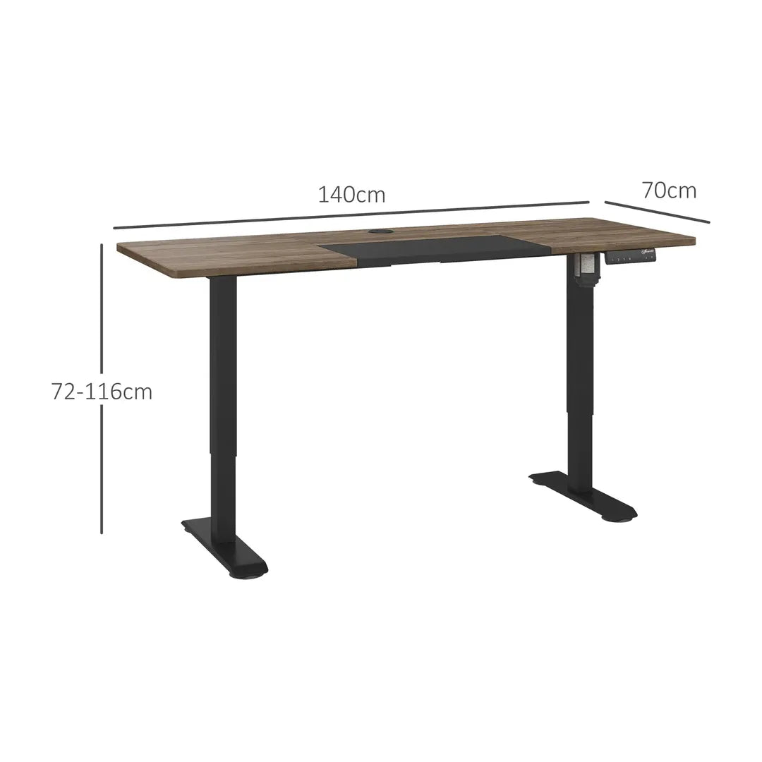In hoogte verstelbaar sta-bureau – elektrisch computertafel met geheugenfunctie, 140 × 70 × 72–116 cm, wit