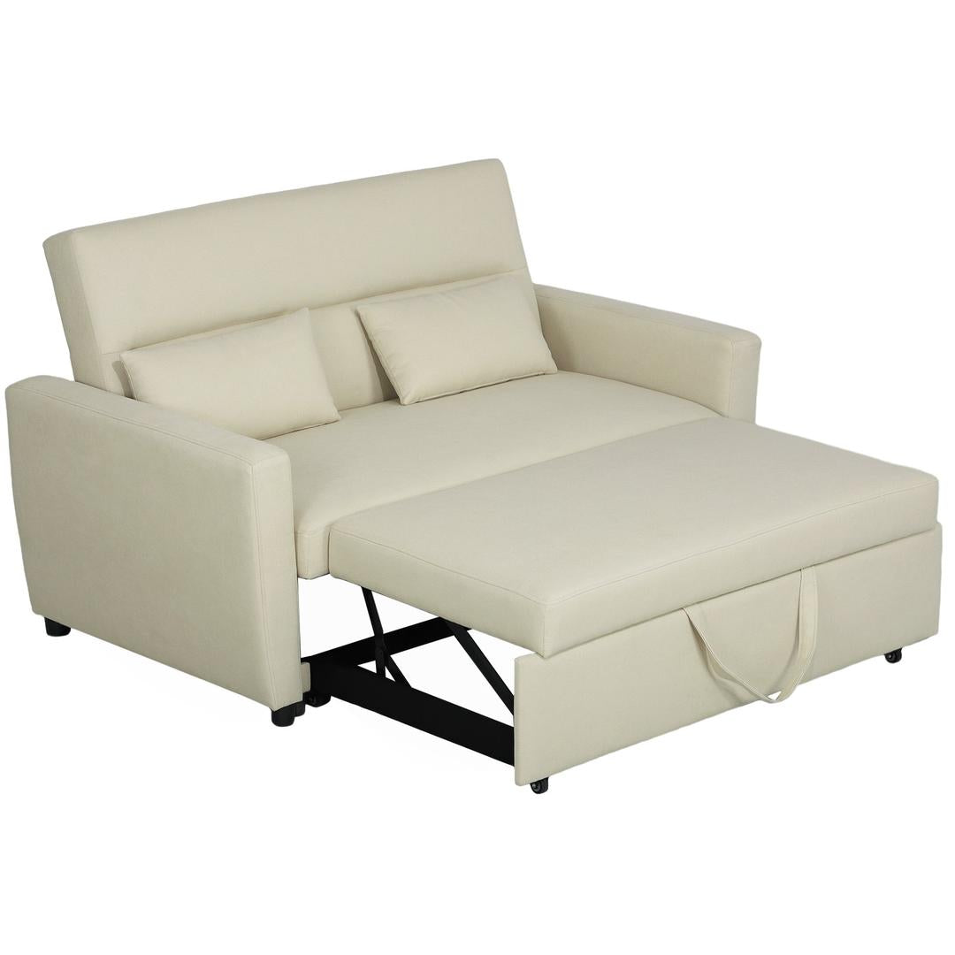 Slaapbank 2-Zits – Uitklapbaar – Houtframe – Donkergrijs – 155 × 90 × 88,5 cm – Max. 200 kg