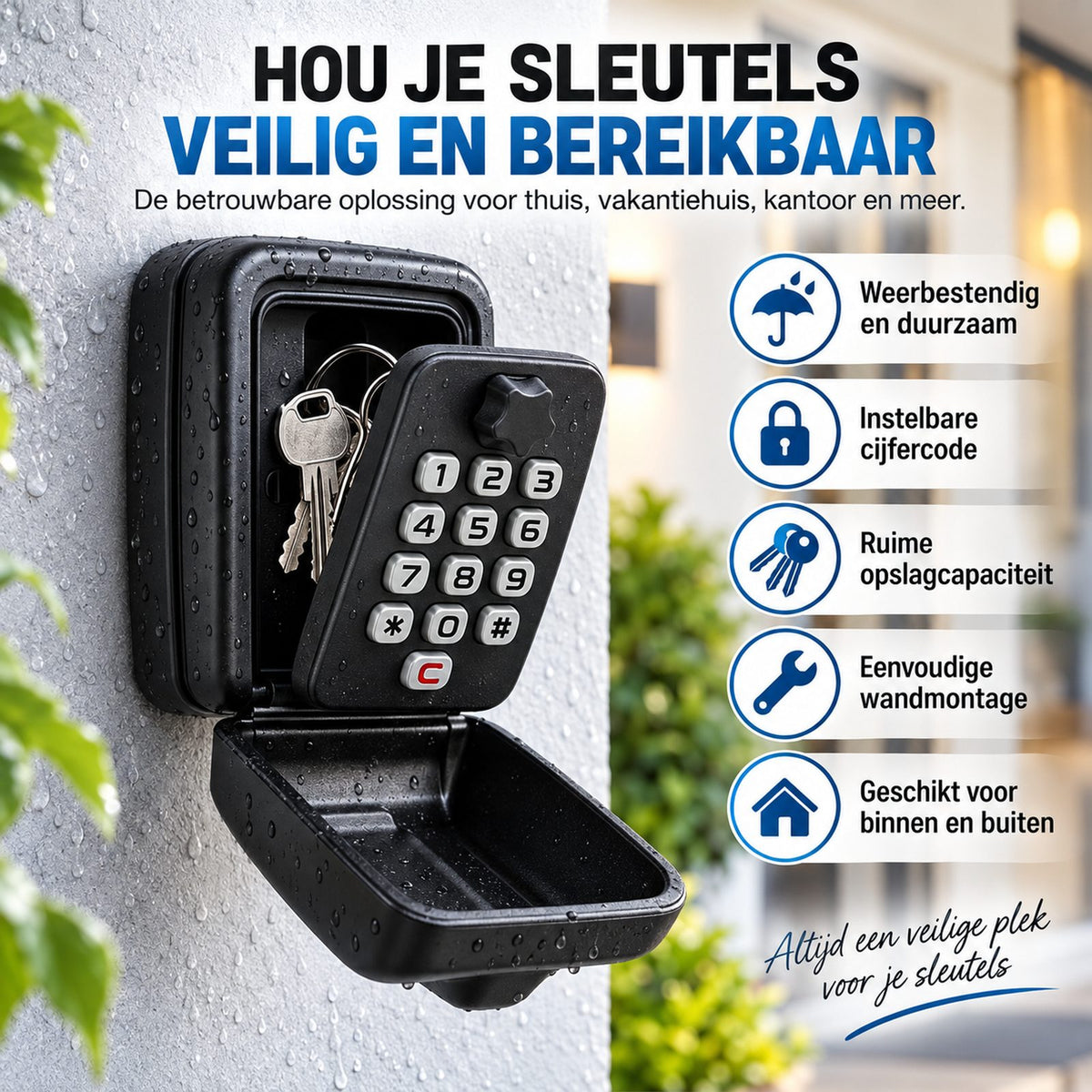 sleutelkastje van metaal – zijaanzicht