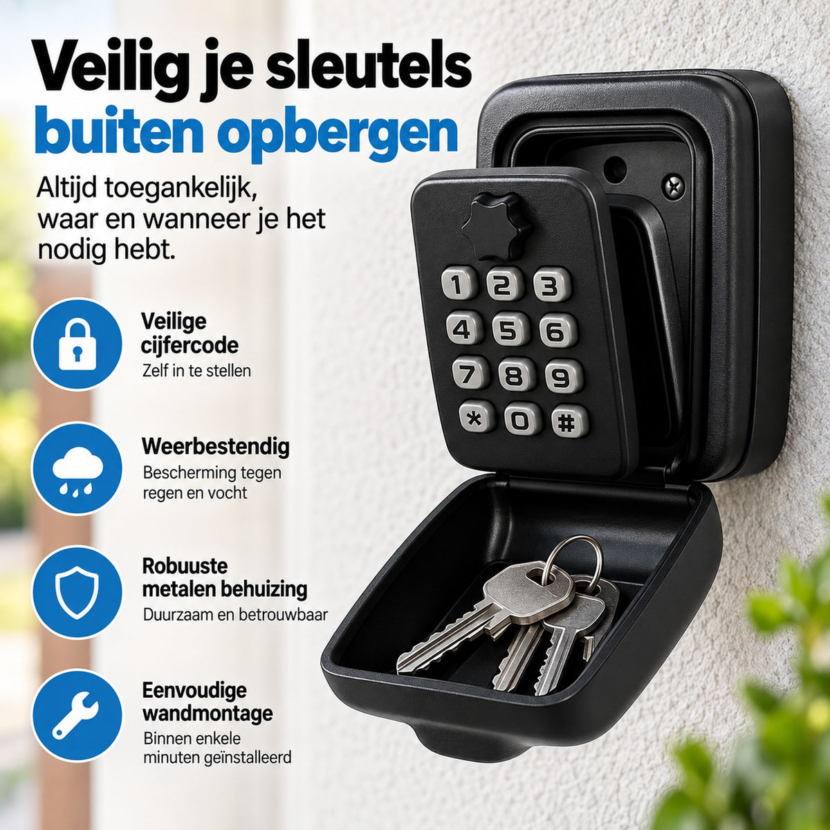 sleutelkastje van metaal – van bovenaf gezien