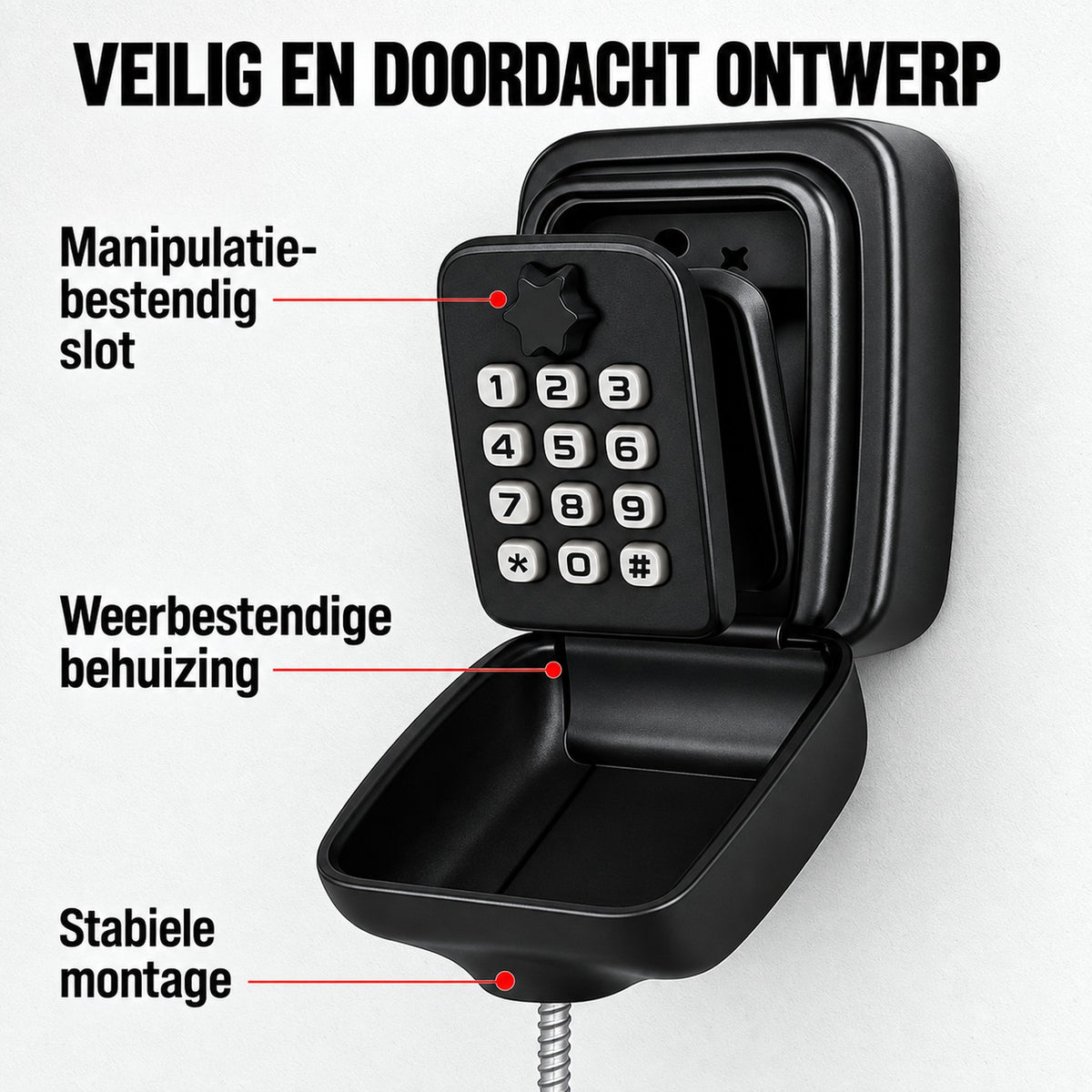 sleutelkastje van metaal – achteraanzicht