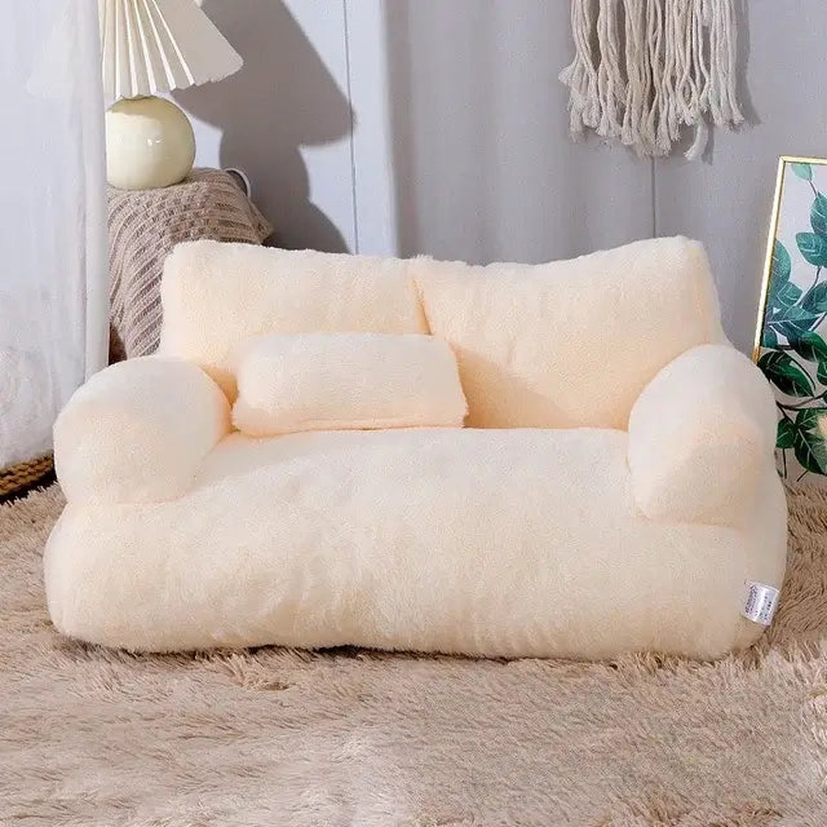 hondenmand in beige – detailfoto van de afwerking