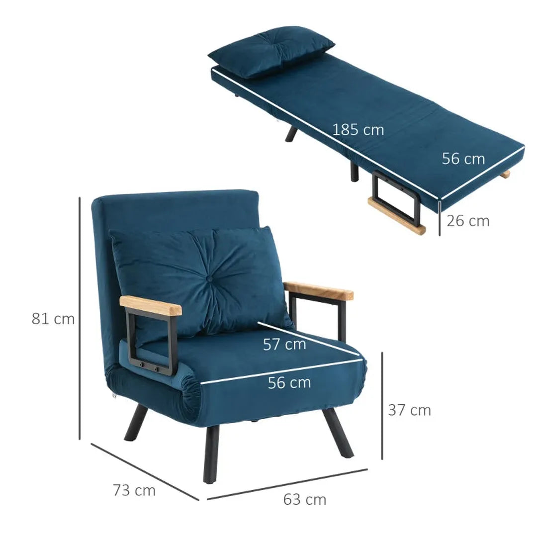 Relaxfauteuil Scandinavisch design – verstelbare rugleuning – inclusief gestikte kussen – zwart/naturel