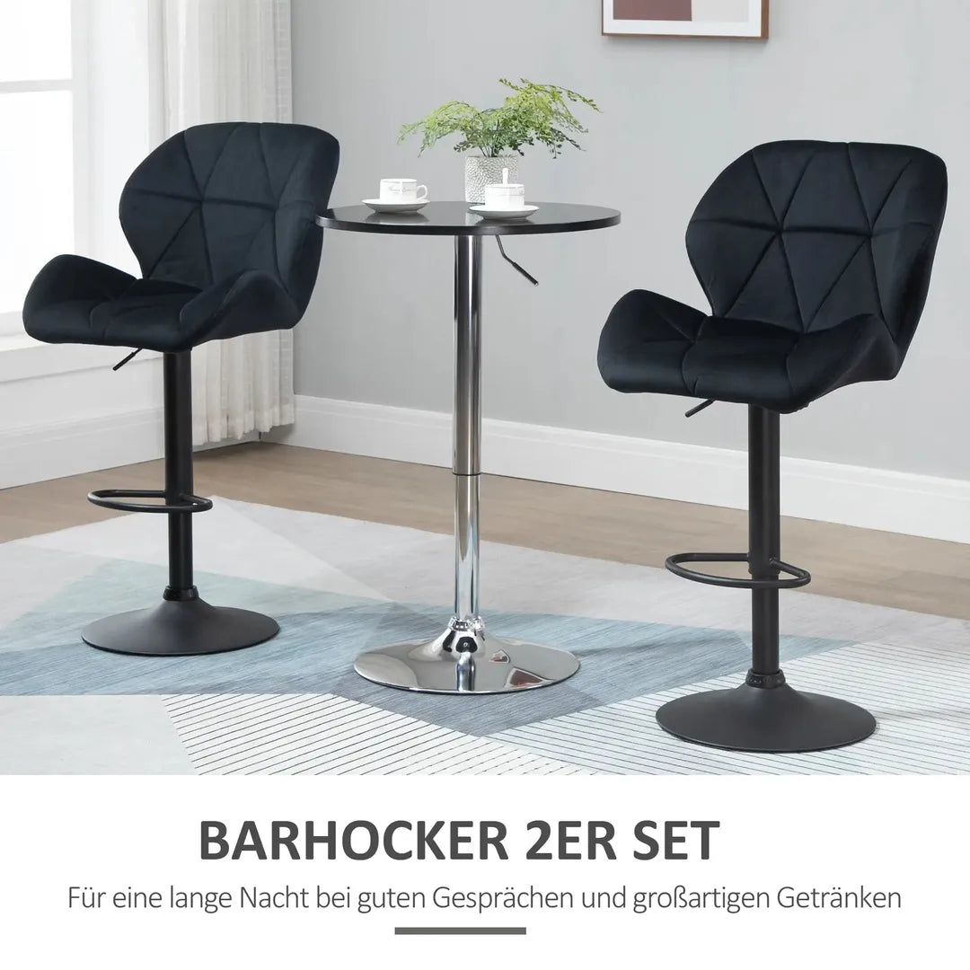 Barkrukken Set van 2 – In Hoogte Verstelbaar en Draaibaar met Voetsteun – Lederlook en Metalen Frame – Grijs – 44 x 49 x 90-110 cm
