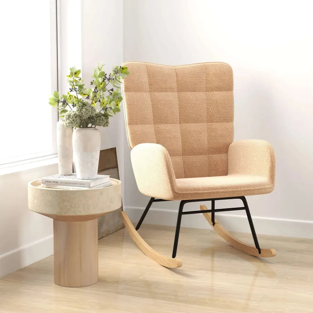 Schommelstoel van massief hout – fauteuil – 98 x 71 x 101 cm – natuurlijk hout
