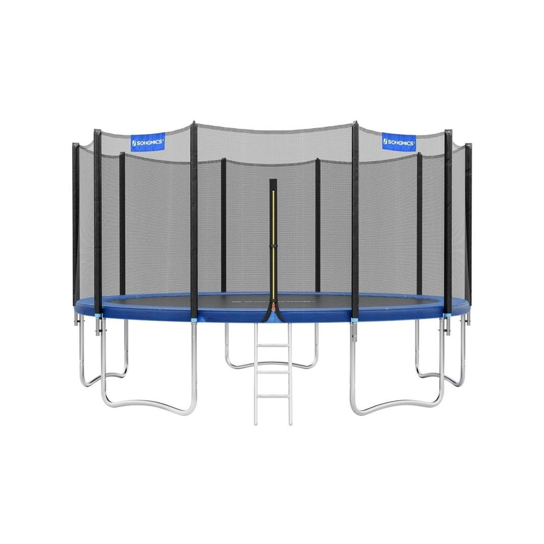Trampoline met veiligheidsnet – gegalvaniseerd stalen frame, gevoerde rand, Ø 244–427 cm