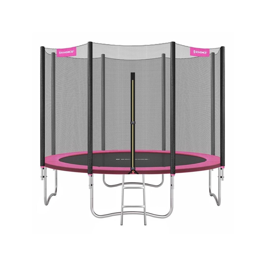 Trampoline met veiligheidsnet – gegalvaniseerd stalen frame, gevoerde rand, Ø 244–427 cm