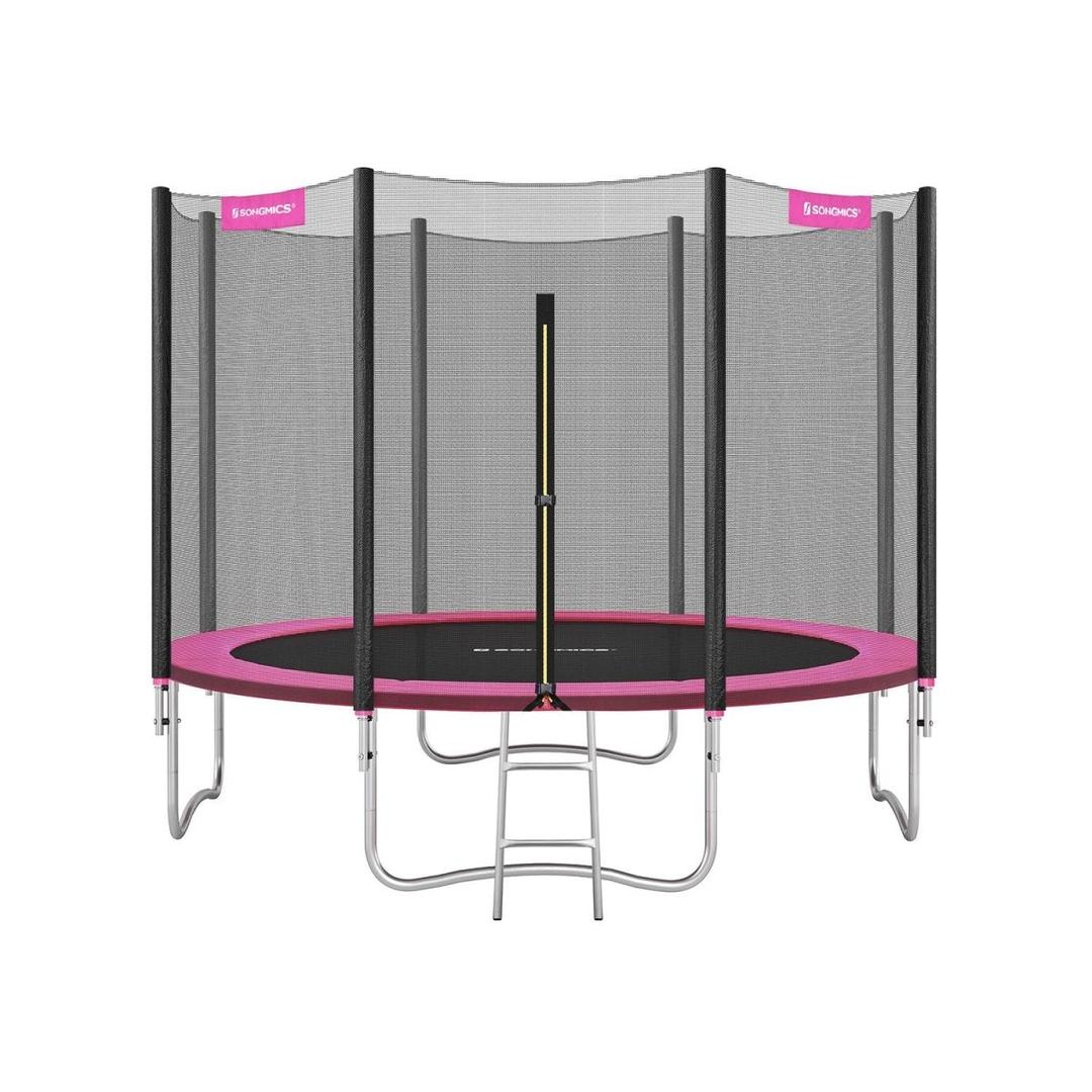 Trampoline met veiligheidsnet – gegalvaniseerd stalen frame, gevoerde rand, Ø 244–427 cm