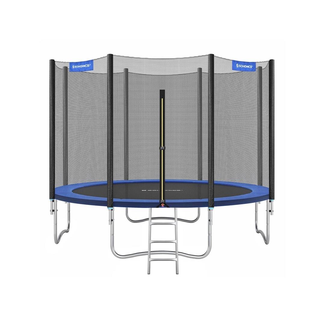 Trampoline met veiligheidsnet – gegalvaniseerd stalen frame, gevoerde rand, Ø 244–427 cm