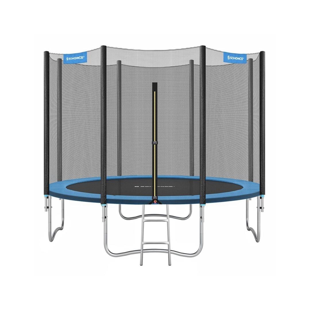 Trampoline met veiligheidsnet – gegalvaniseerd stalen frame, gevoerde rand, Ø 244–427 cm