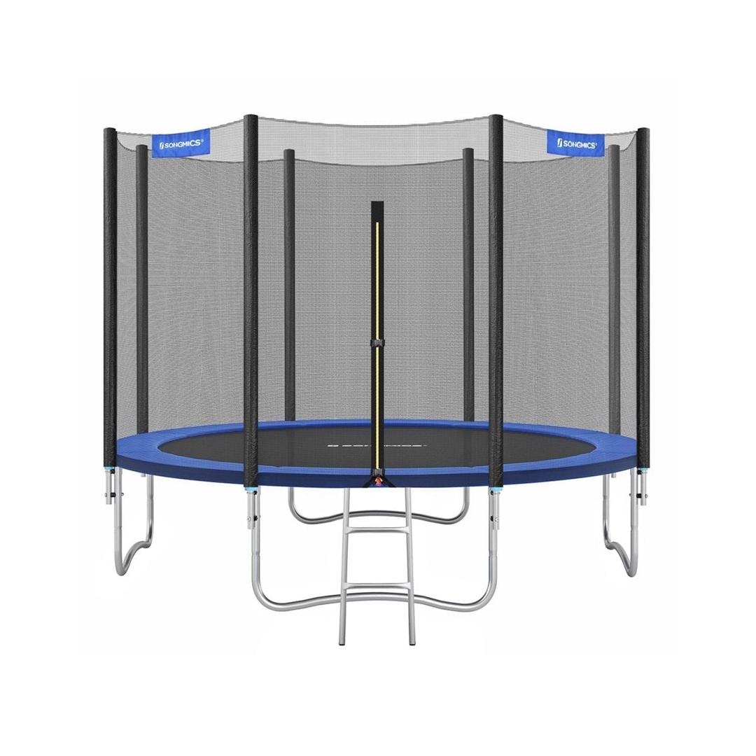 Trampoline met veiligheidsnet – gegalvaniseerd stalen frame, gevoerde rand, Ø 244–427 cm