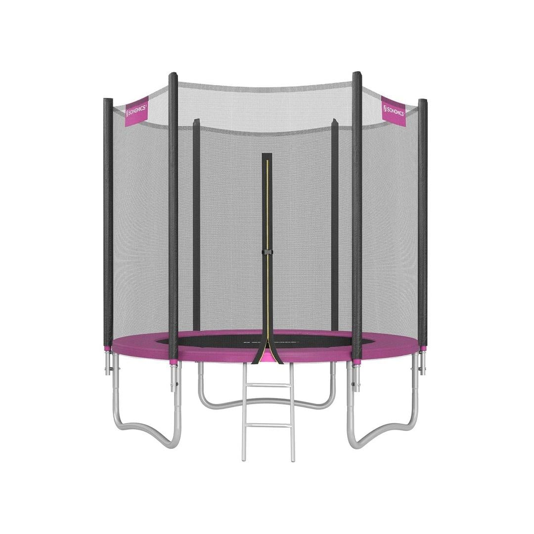 Trampoline met veiligheidsnet – gegalvaniseerd stalen frame, gevoerde rand, Ø 244–427 cm