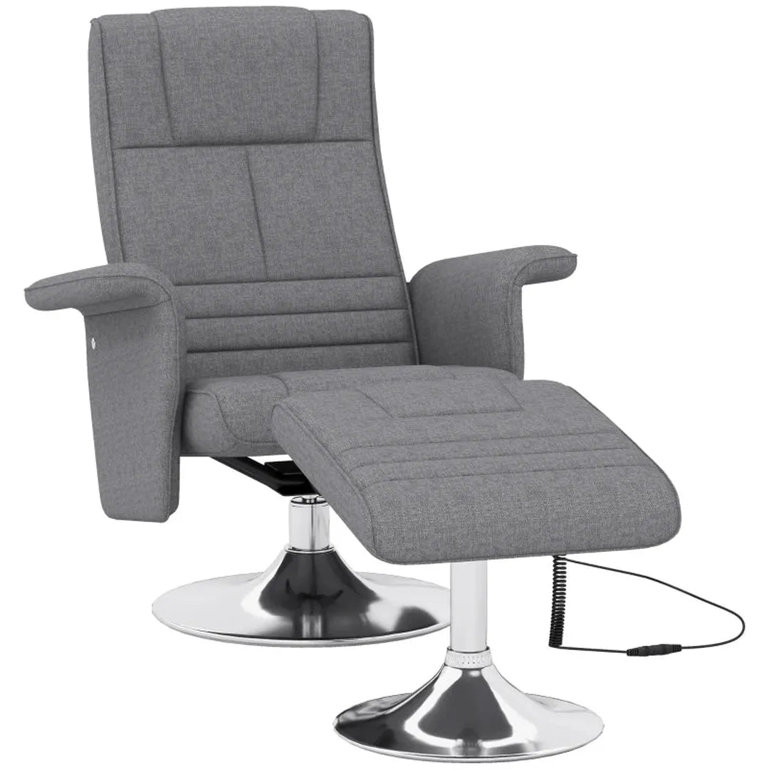 Fauteuil met Hocker – Verstelbare Rugleuning – Donkergrijs – 78 x 95 x 88 cm