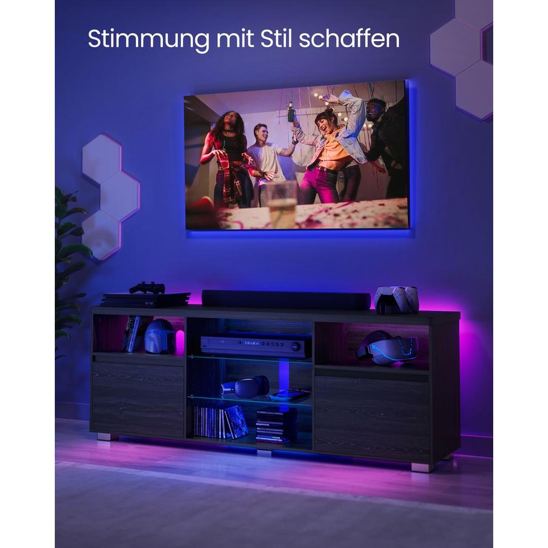 TV-Meubel met LED-Verlichting en Verstelbare Opbergvakken – Moderne Opbergkast voor Woonkamer